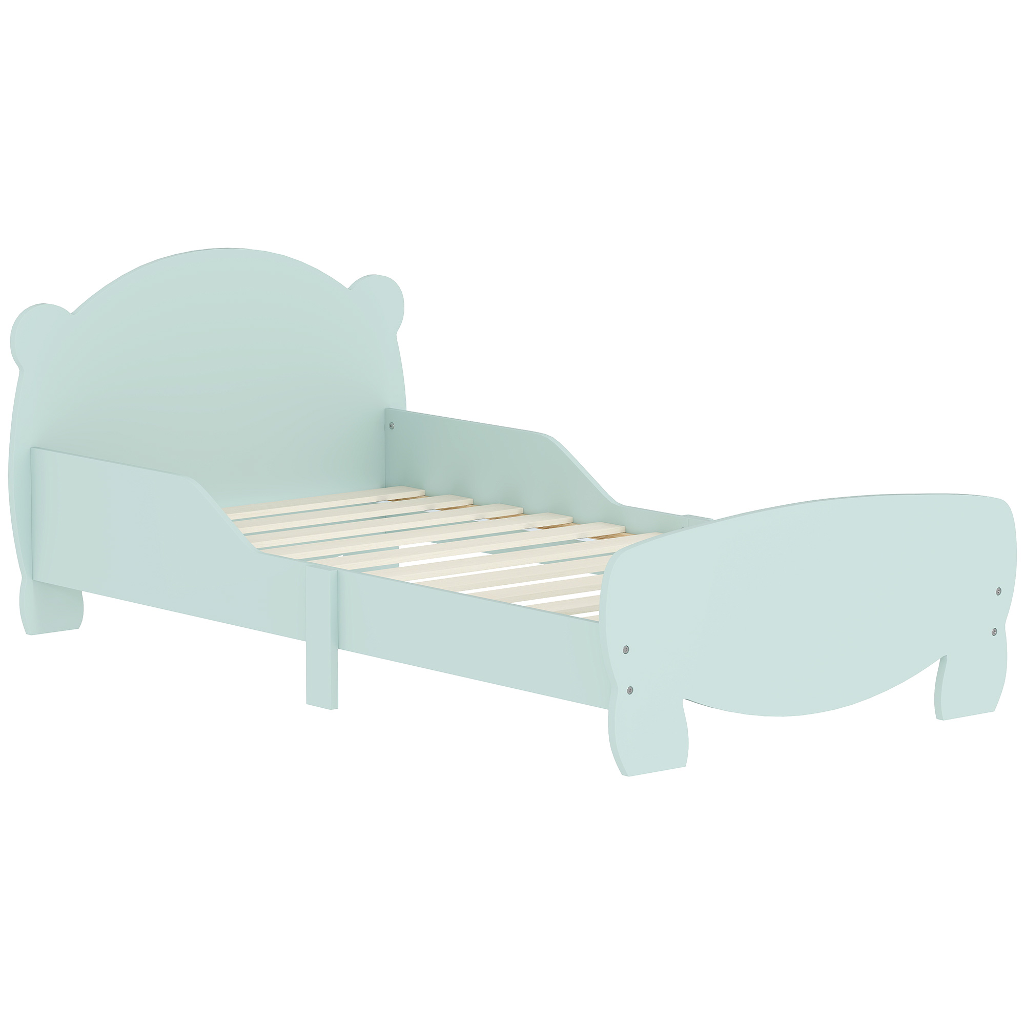 AIYAPLAY Cama infantil 70x140 cm com grades de segurança tema urso para meninos, meninas, com idades de 3 a 6 anos, verde Aosom Portugal