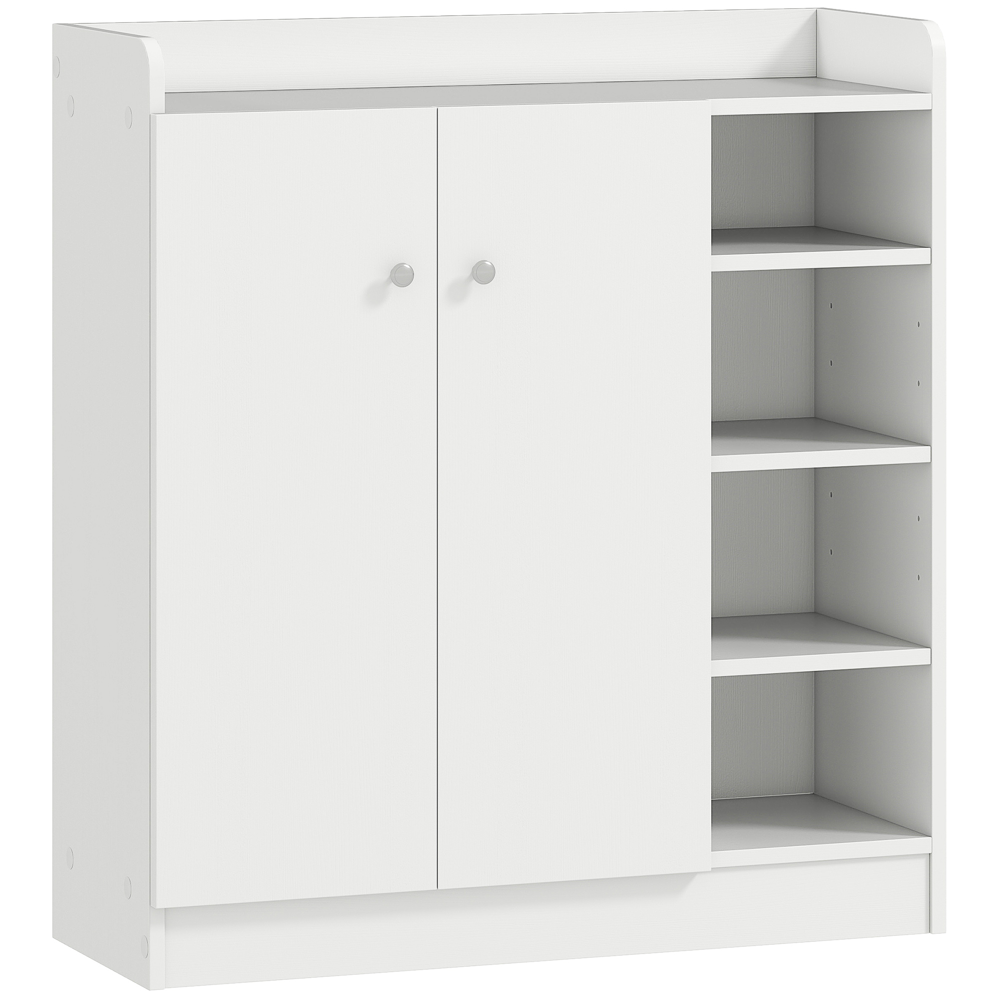 HOMCOM Schuhschrank Schuhregal Kommode mit 2 Türen und 4 Fächern für Diele in Weiß 83x30x90cm, platzsparend & modern Aosom.de