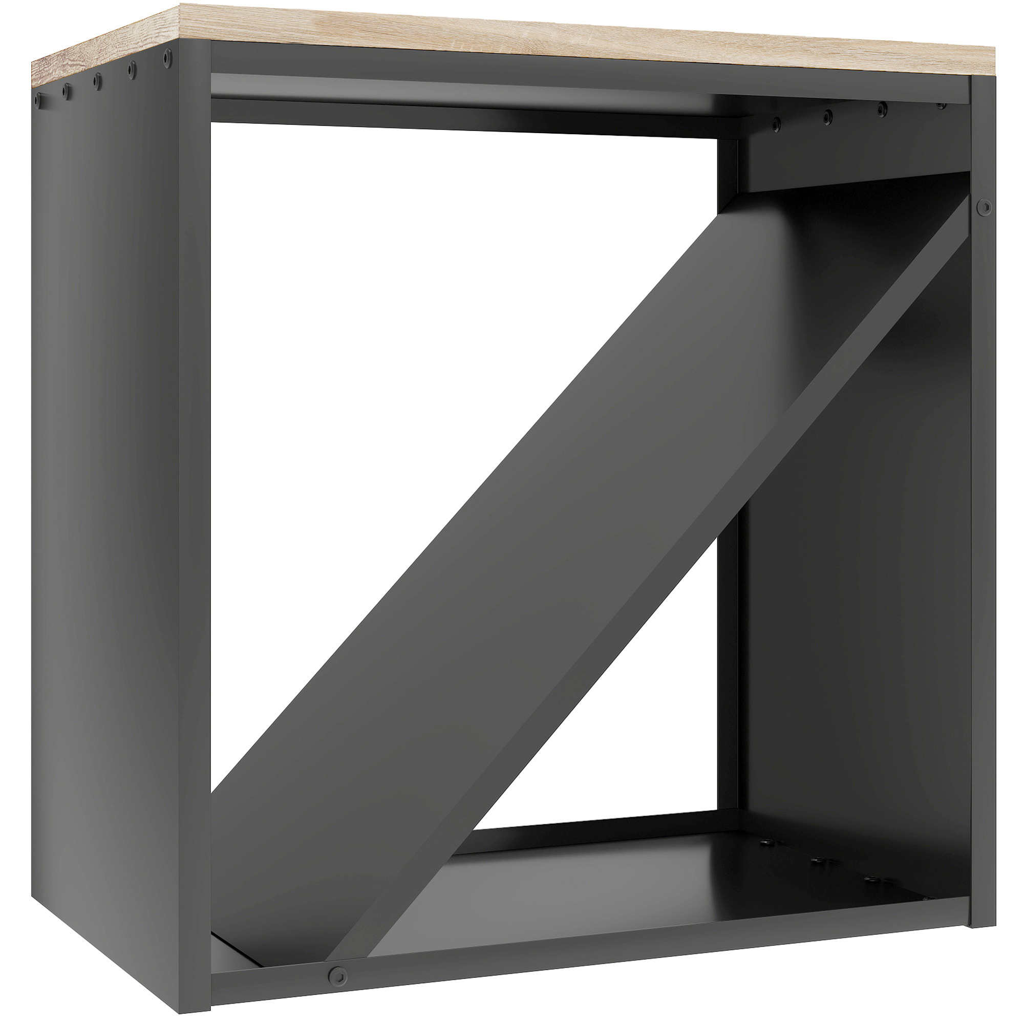 Outsunny 2-in-1 Kaminholzregal für innen 58 x 36 x 60cm erhöhtes Brennholzregal mit Trenner Kaminholzständer für Kamin Ofen Feuerholzregal Holzregal für Feuerholz, Brennholz Metall Schwarz Aosom