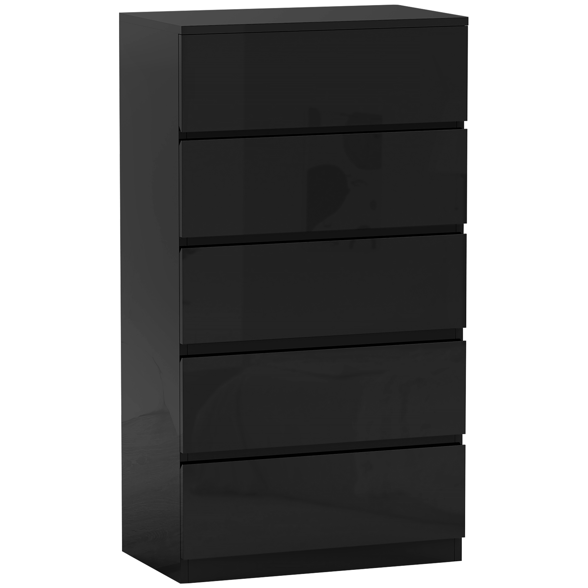 HOMCOM Kommode mit 5 Schubladen aus Holz, moderne und multifunktionale Kommode für Schlafzimmer, 55x34x100 cm, Schwarz Aosom