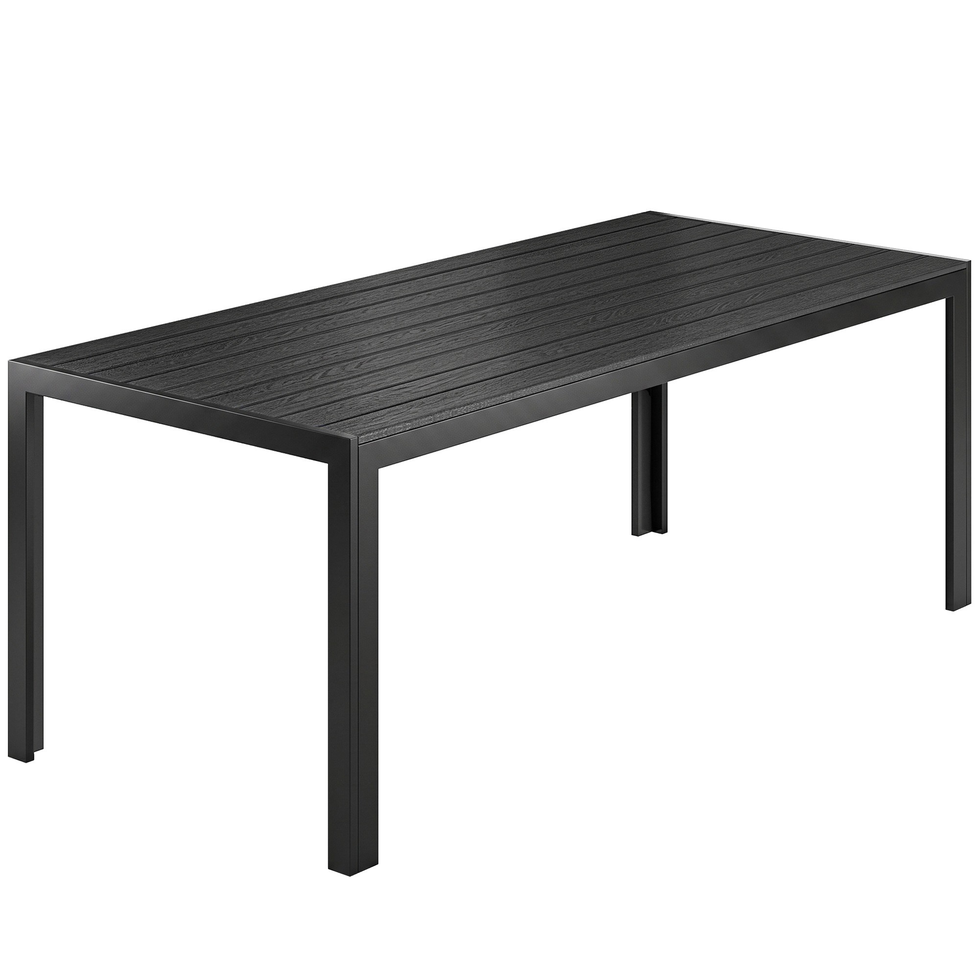 Outsunny Gartentisch Aluminium Tisch 120x70 cm für Garten Terrasse Holz-Kunststoff Polyholz schwarz wetterfest & modern Aosom.de
