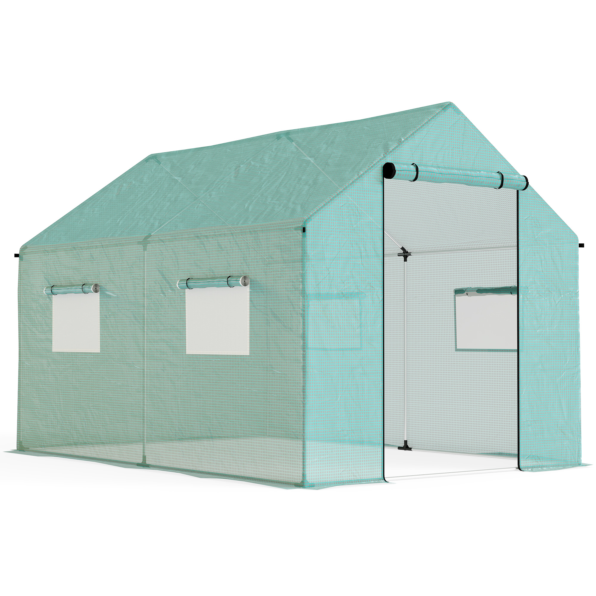 Outsunny Foliengewächshaus 2x3x2m winddicht mit Rollfenster & UV-Schutz, ideal für Tomaten, stabile Stahlkonstruktion in Grün Aosom.de