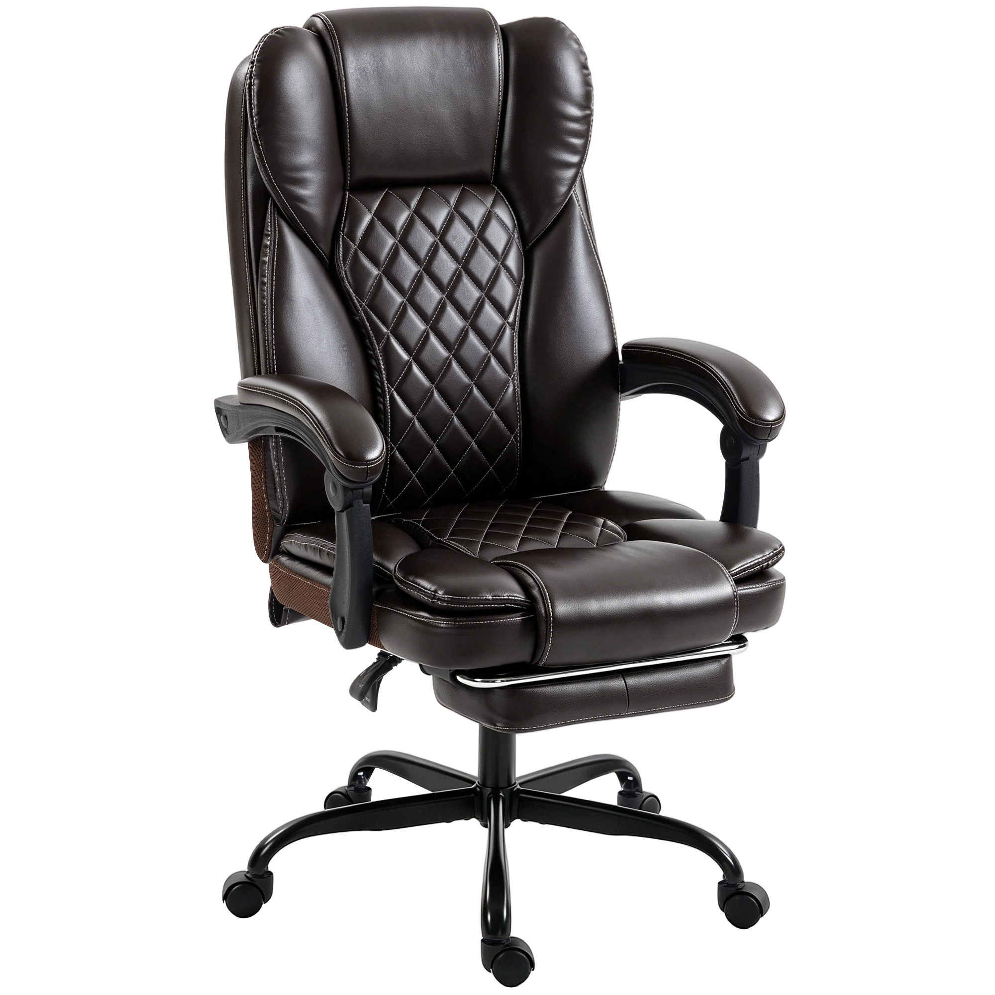 HOMCOM Executive Home Office Chair Reclining Function Footrest Computer Desk Chair High Back, Brown