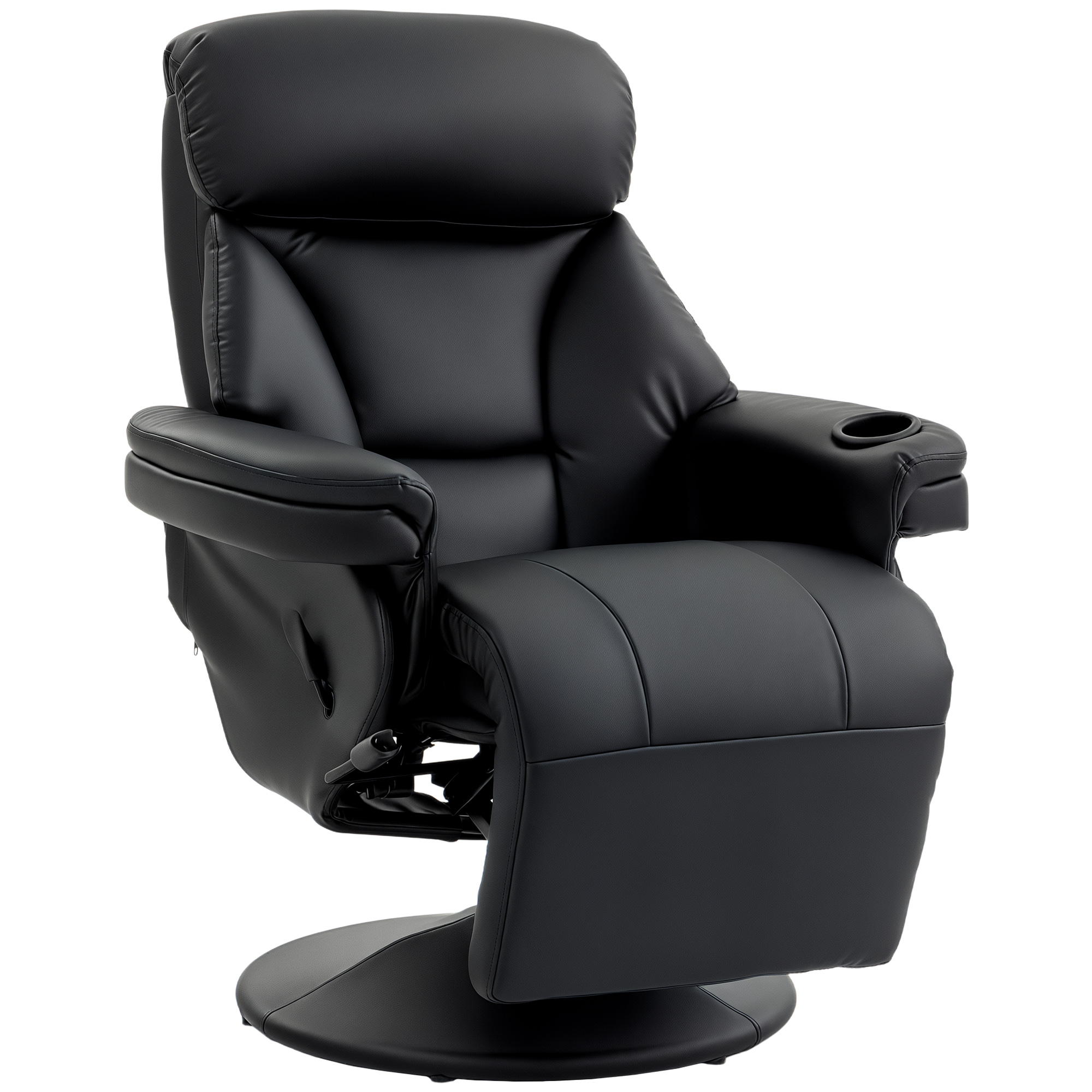 Homcom Black Upholstered Reclining Armchair, Manual Recliner Chair With Footrest And Adjustable Backrest,