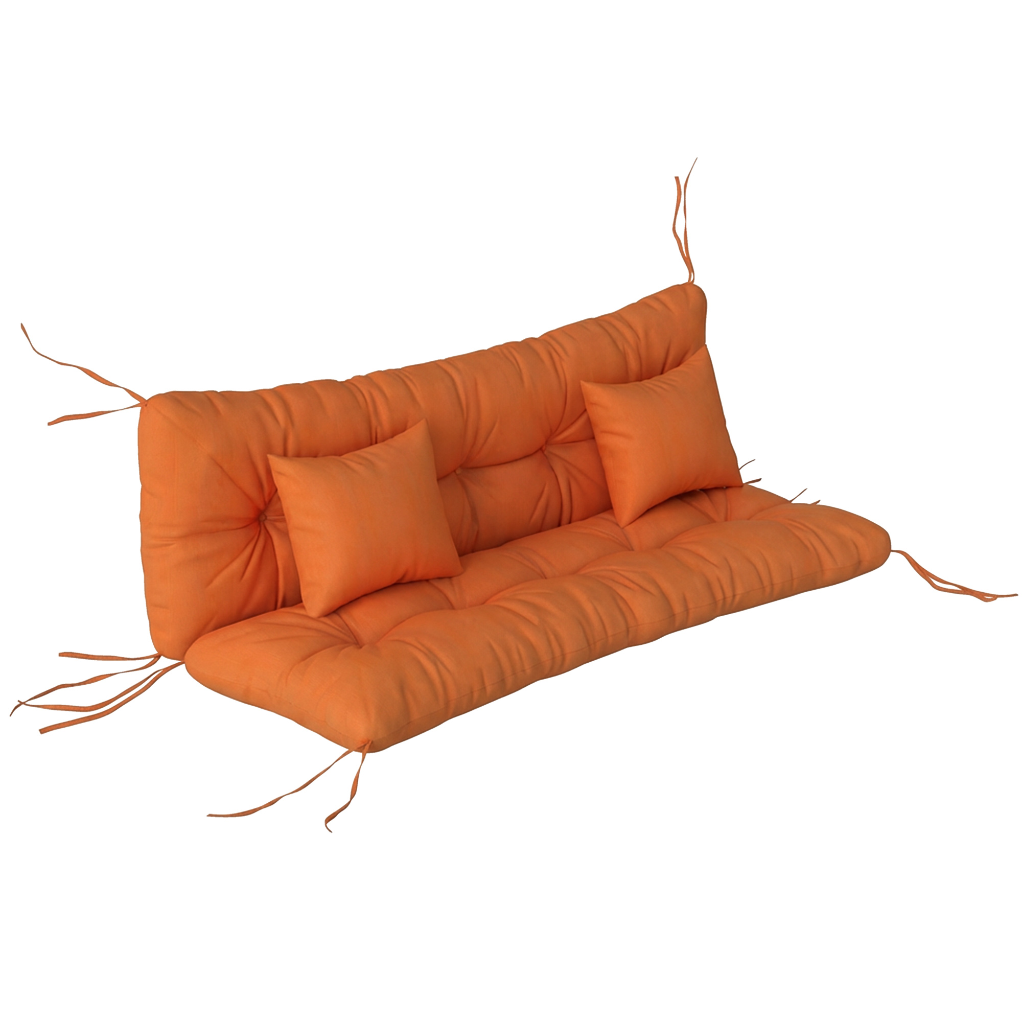 Outsunny Orange Outdoor Seat Cushions Back Cushion With 2 Pillows, Water Repellent Seat Pads For 3-Seater Chair,