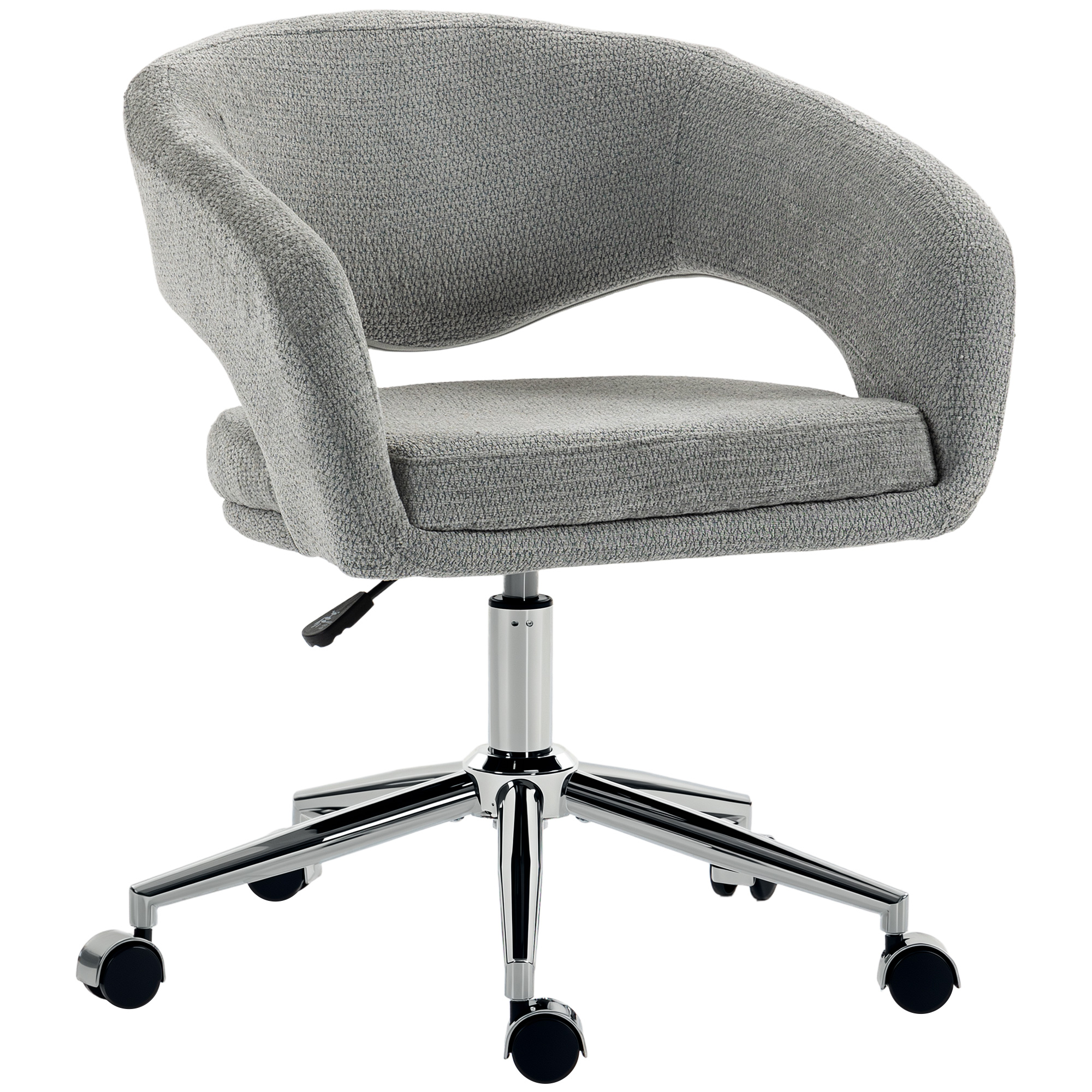 HOMCOM Silla de Oficina Ergonómica en Chenilla Gris Ajustable