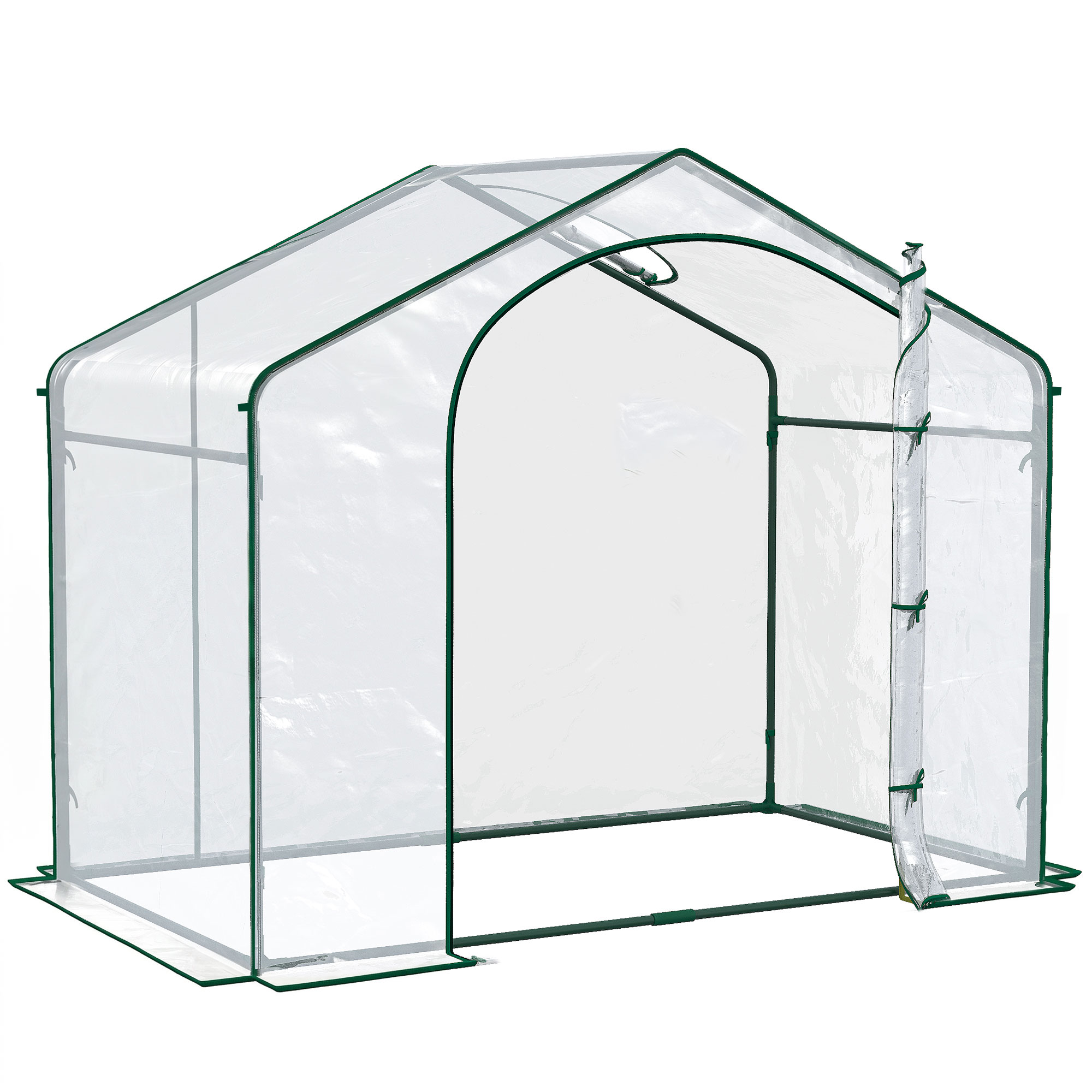 Outsunny Sera Cabina Portabila 6\' x 3\' x 6\', Folie PE, Sera de Gradina cu Cadru de Otel, Usa cu Fermoar, Aerisire Superioara, pentru Flori, Legume, Puieti, Plante Tropicale, Verde | Aosom Romania