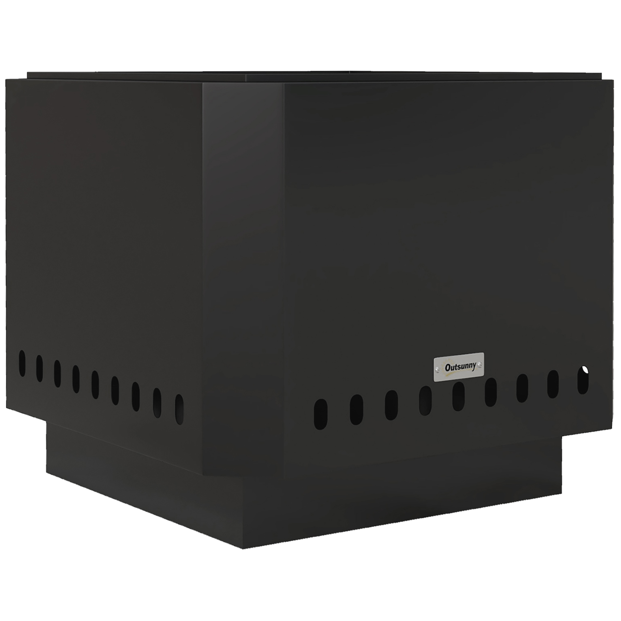 Outsunny Black Smokeless Fire Pit, 48 Cm Portable Wood Burning Firepit, Square Metal Bonfire Stove With Poker,