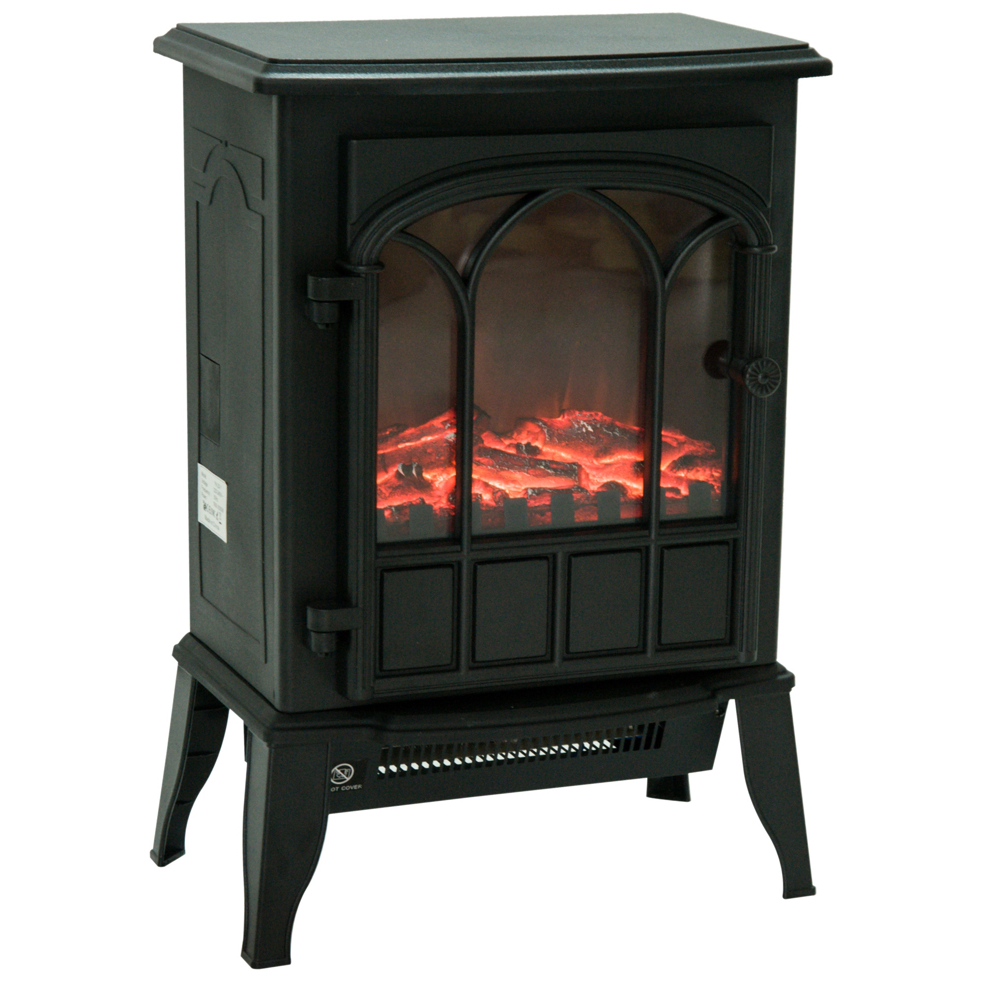 HOMCOM Chimenea Eléctrica de Pie Movible y Decorativo Calefactor Estufa 1000/2000W Llama LED con Termostato 39x23x56.5cm | Aosom España