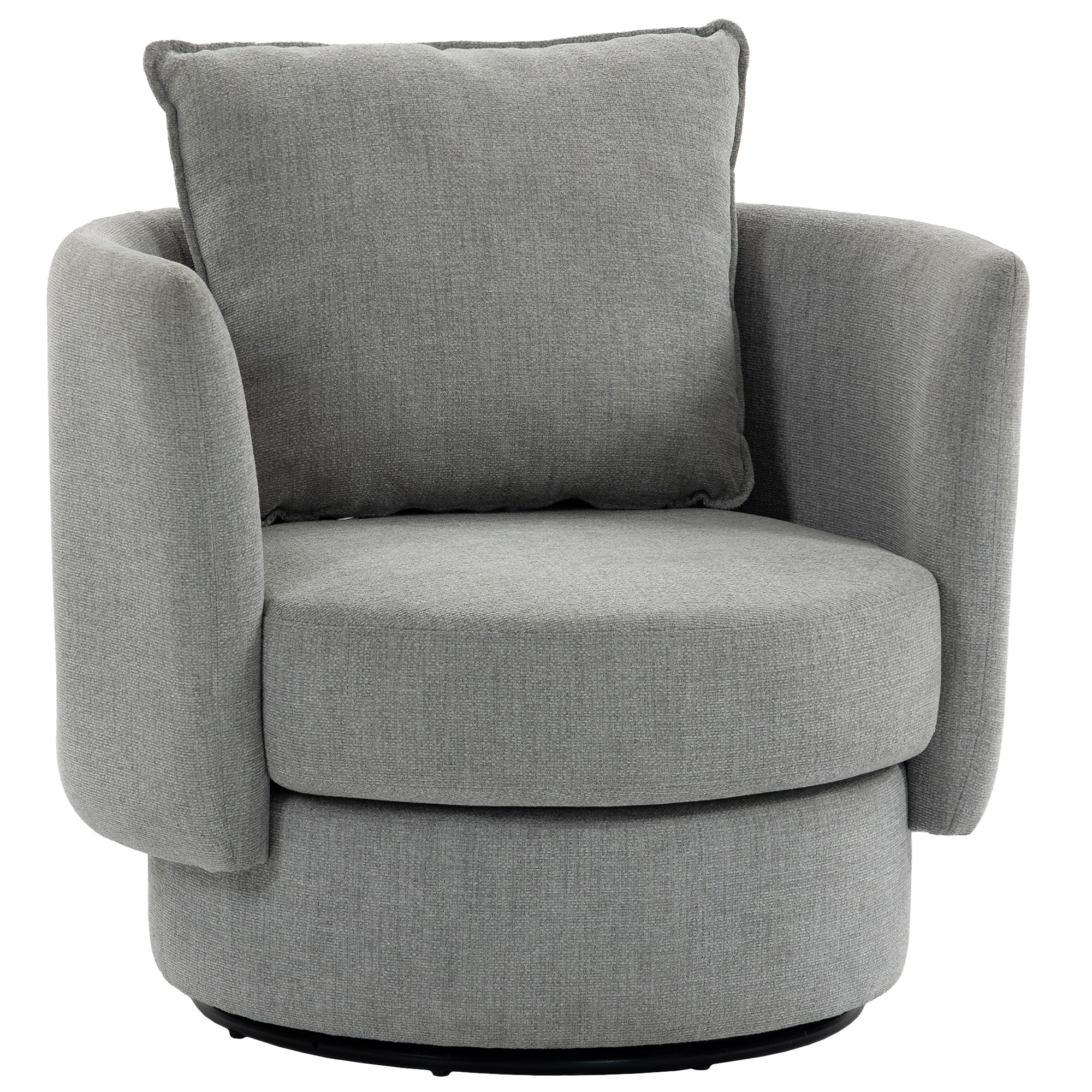 HOMCOM Sessel Wohnzimmer 360° drehbar Loungesessel Relaxsessel mit Kissen Polstersessel Lesesessel mit Leinenoptik, Polsterstuhl für Schlafzimmer Hellgrau Aosom