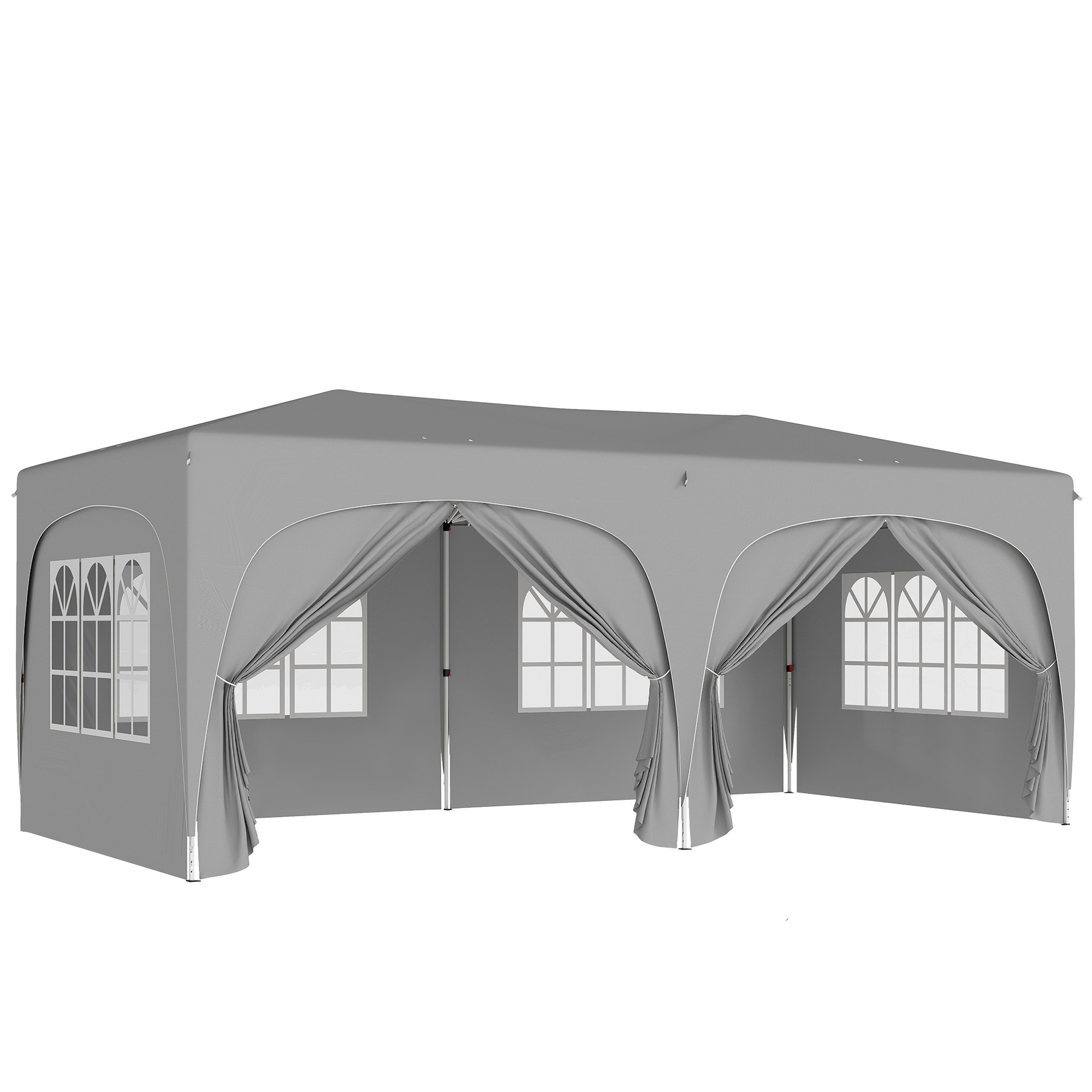 Outsunny Pavillon ca. 3x6m, wasserabweisend Stabil Winterfest Pop-up Faltpavillon, UV Schutz 50+, Faltbar Partyzelt Gartenzelt mit 6 Seitenteilen Tasche Gartenpavillon für Camping Garten, Hellgrau Aosom
