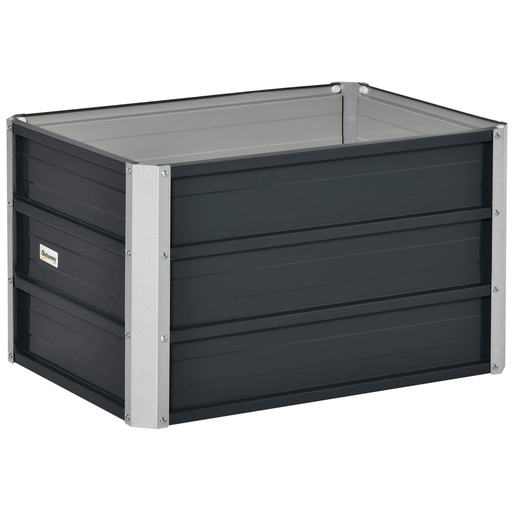 Outsunny verhoogd tuinbed, duurzaam staal, ideaal voor planten, eenvoudig te onderhouden, 66 x 47 x 40 cm, met handschoenen, donkergrijs | Aosom.nl
