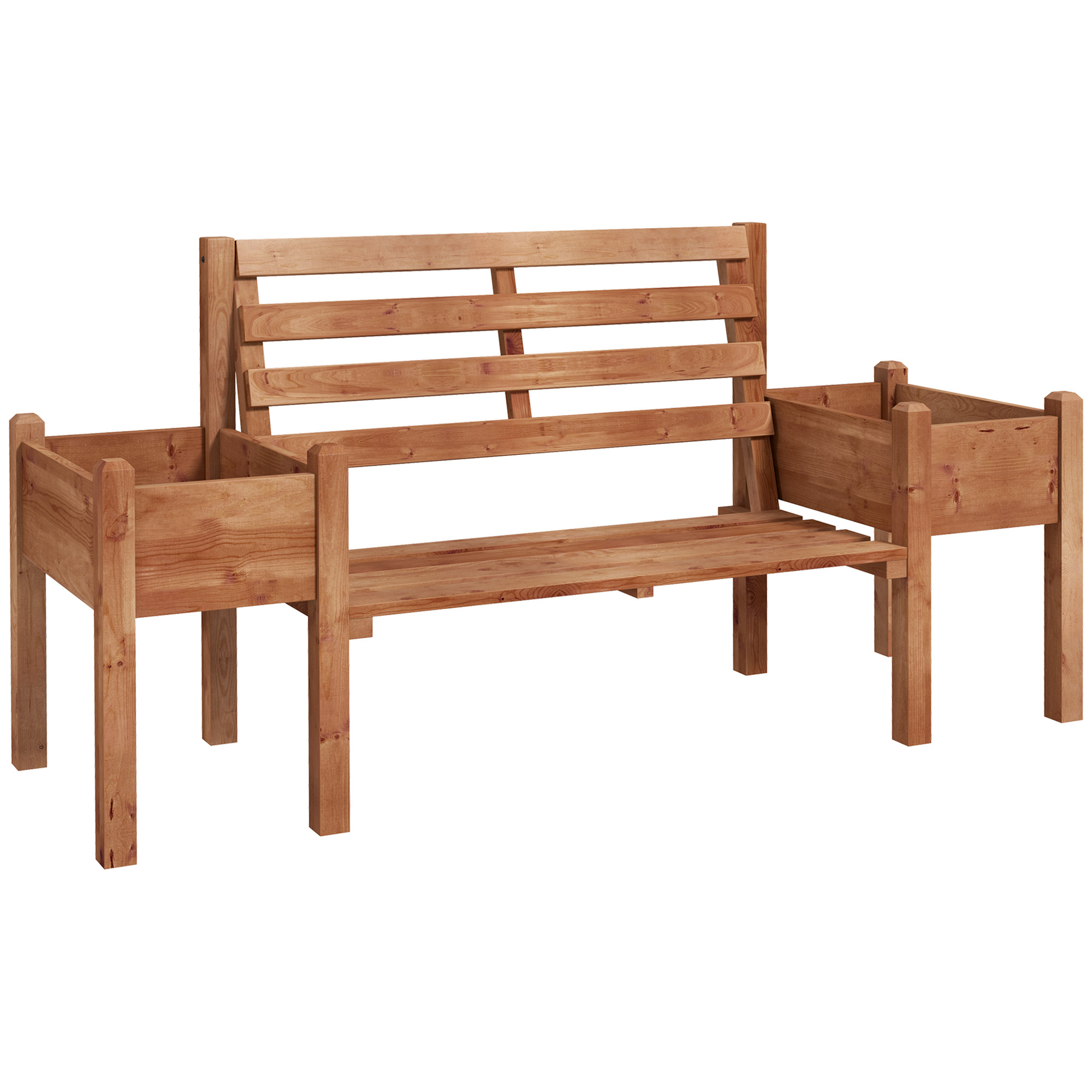 Outsunny Gartenbank, 2-Sitzer Sitzbank, Holzbank, Balkonbank mit Blumenkasten, für Garten, Terrasse, bis 240 kg Belastbar Aosom