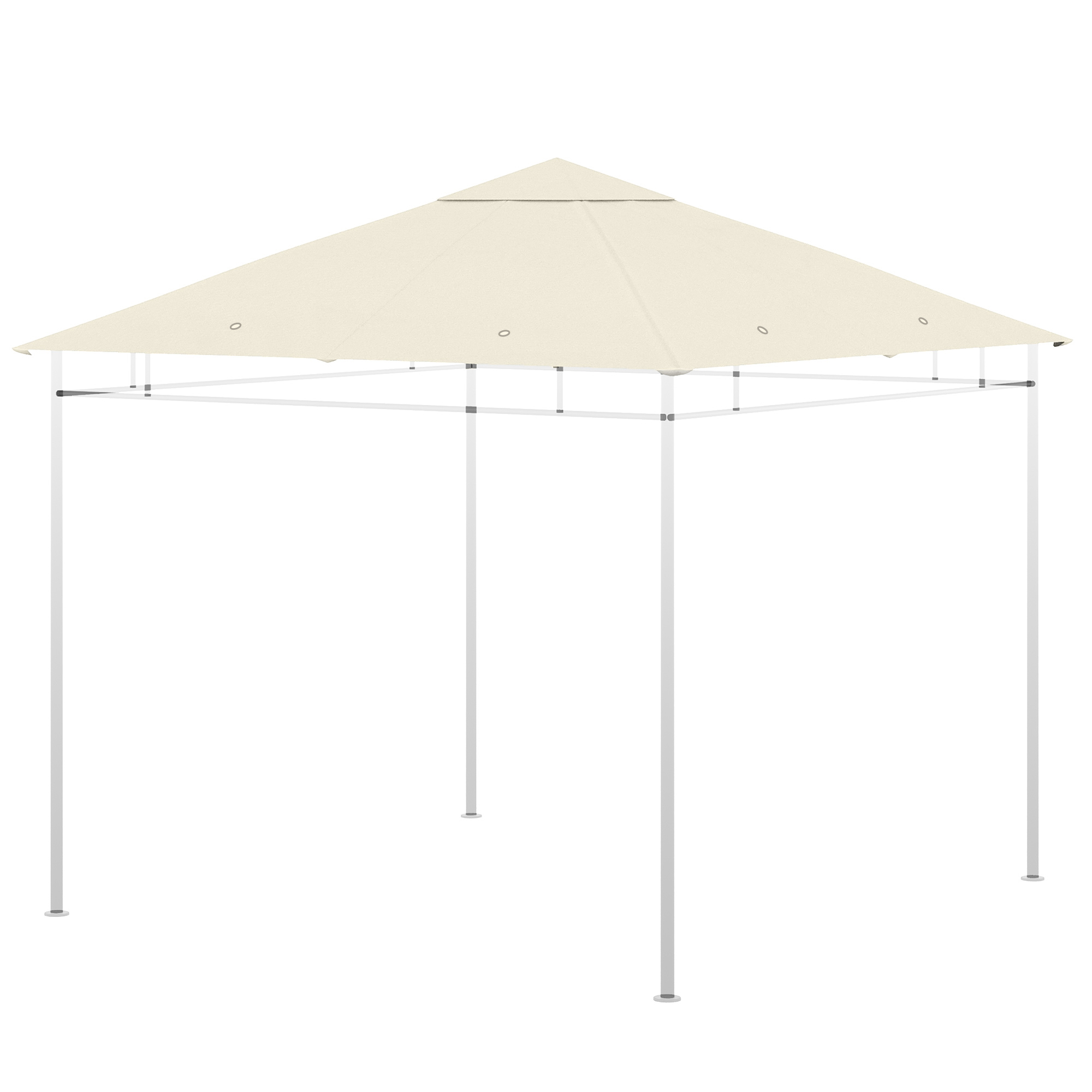 Outsunny Ersatzdach für Pavillon 3x3m wasserabweisend Pavillondach mit Belüftetes Top-Design 8 Wasserabflusslöcher Ersatzbezug für Gartenpavillon Ersatzteile aus Polyester-Stoff, Cremeweiß Aosom