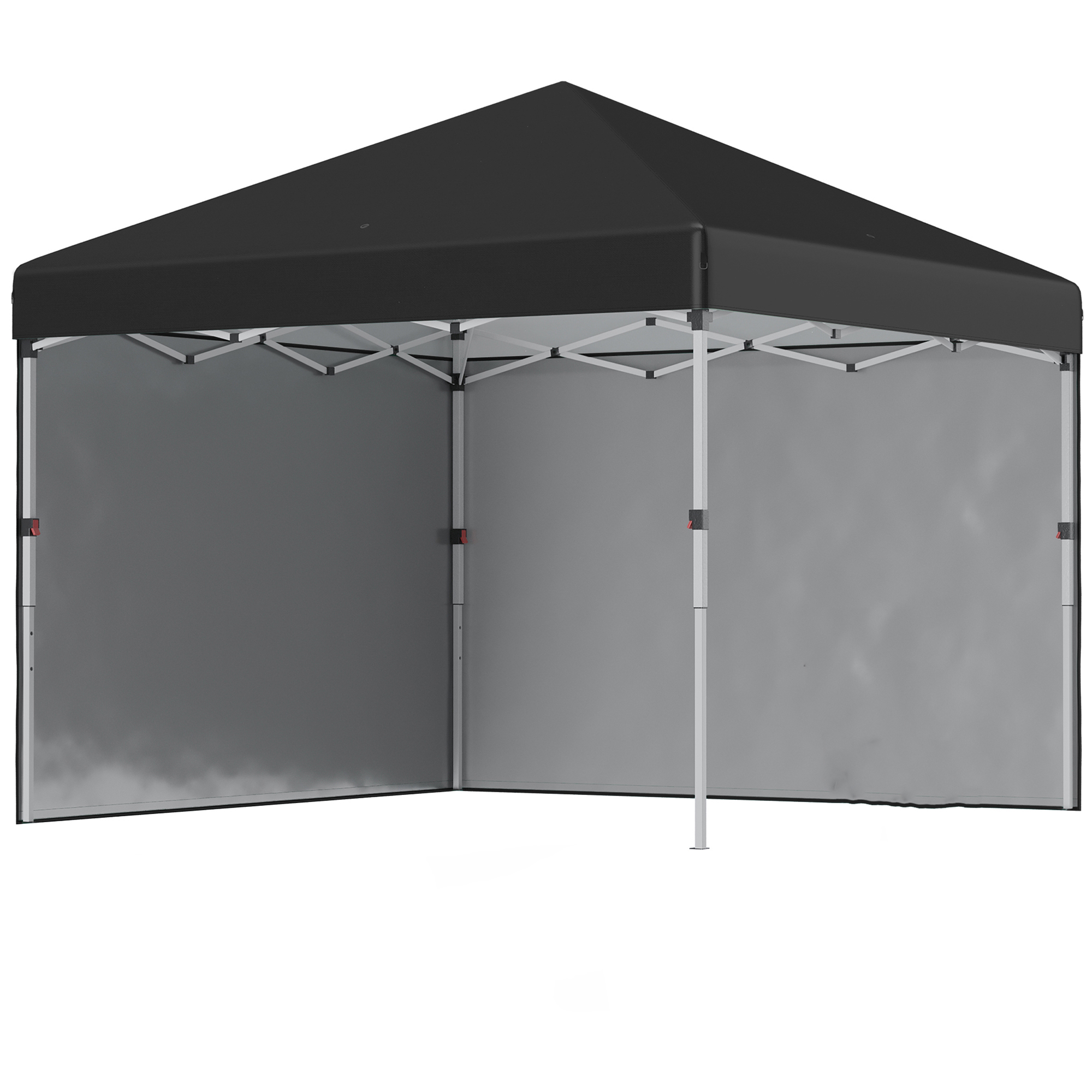 Outsunny Opvouwbaar Paviljoen, Waterdicht met 2 Zijwanden, Verstelbare Hoogte, Roestvrij Stalen Frame, 3x3 m, Eenvoudig Op Te Zetten, Zwart | Aosom.nl