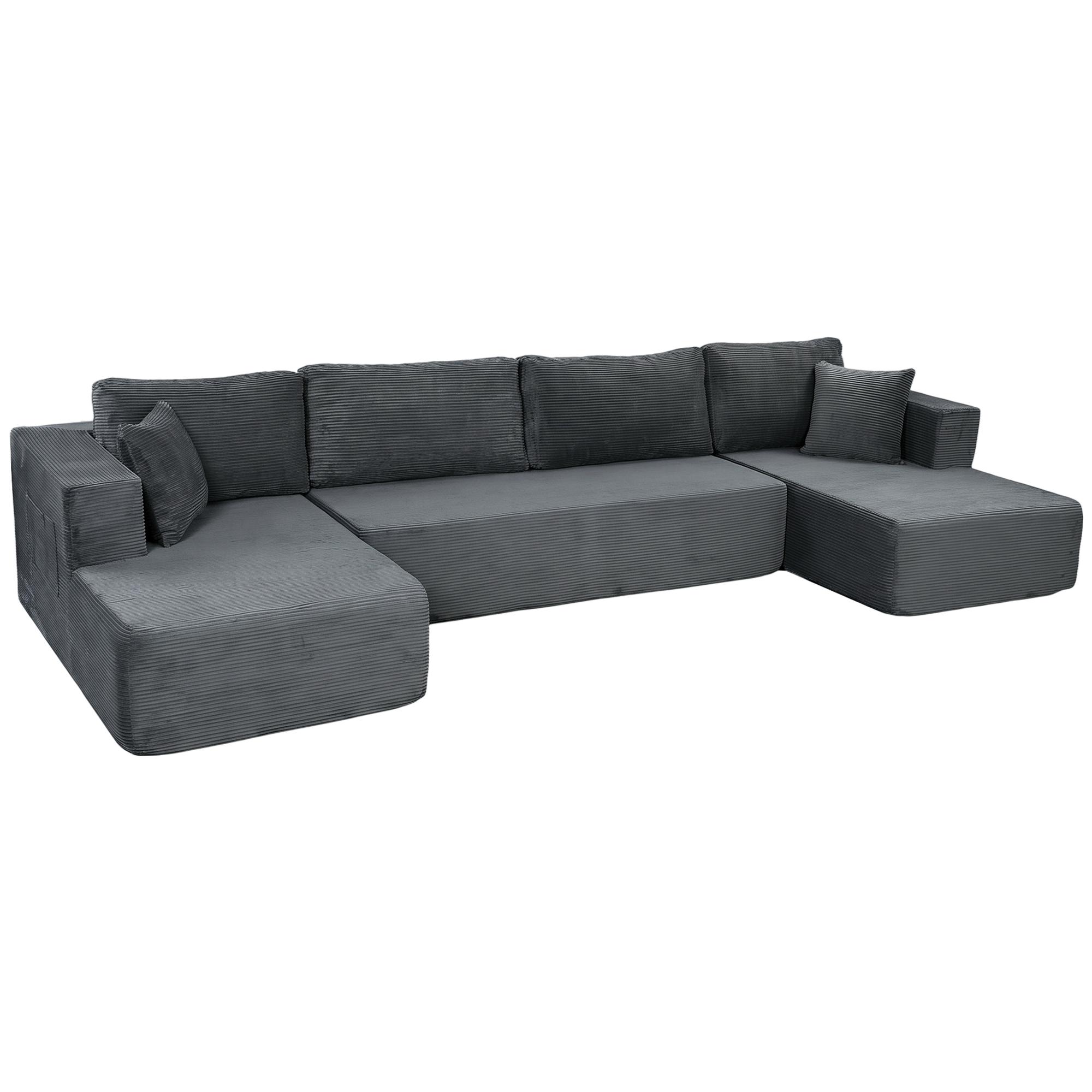 HOMCOM Divano modulare 369 x 152 x 78 cm Grigio