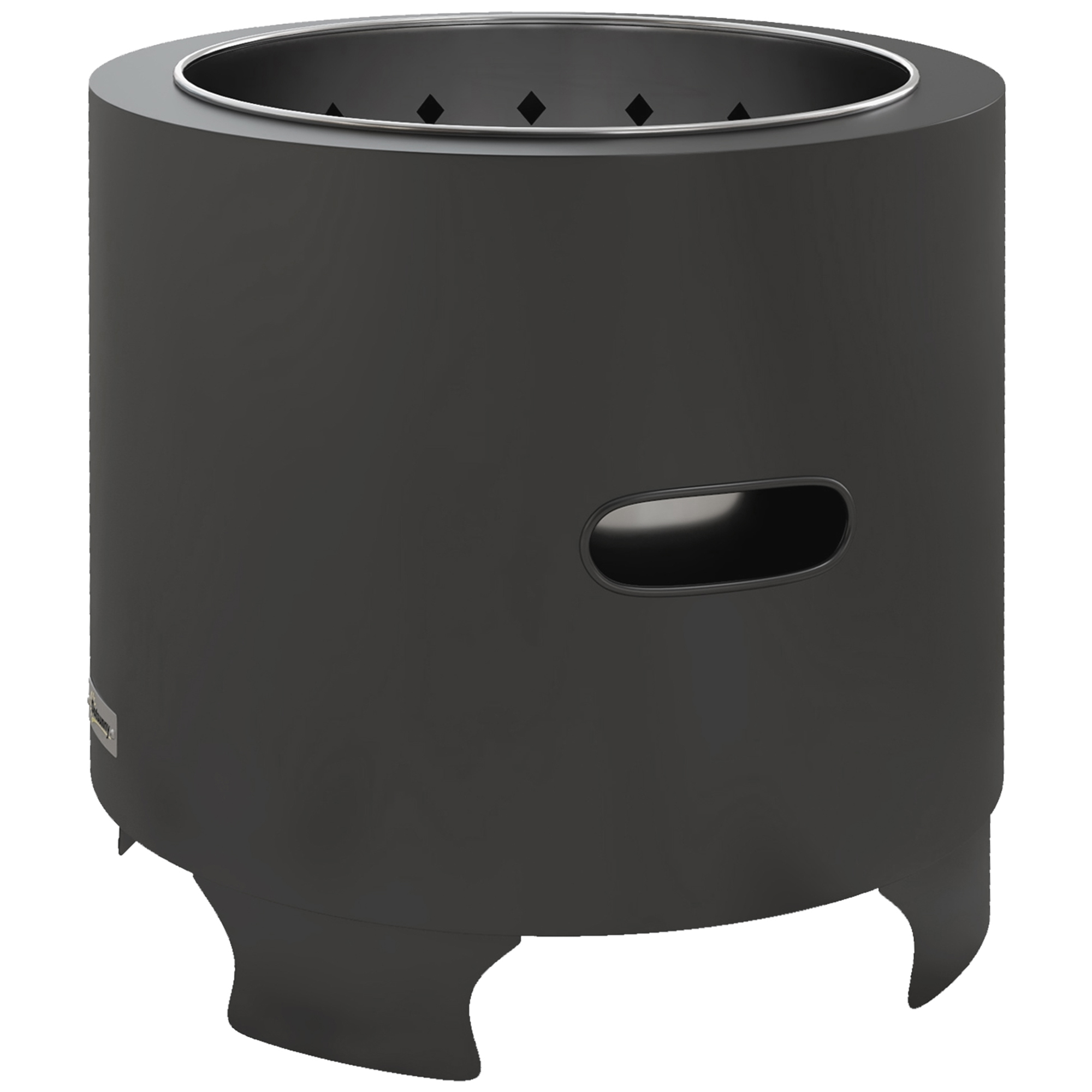 Outsunny Black Smokeless Fire Pit, 45Cm Portable Wood Burning Firepit, Round Metal Bonfire Stove With Poker For Garden, Camping,