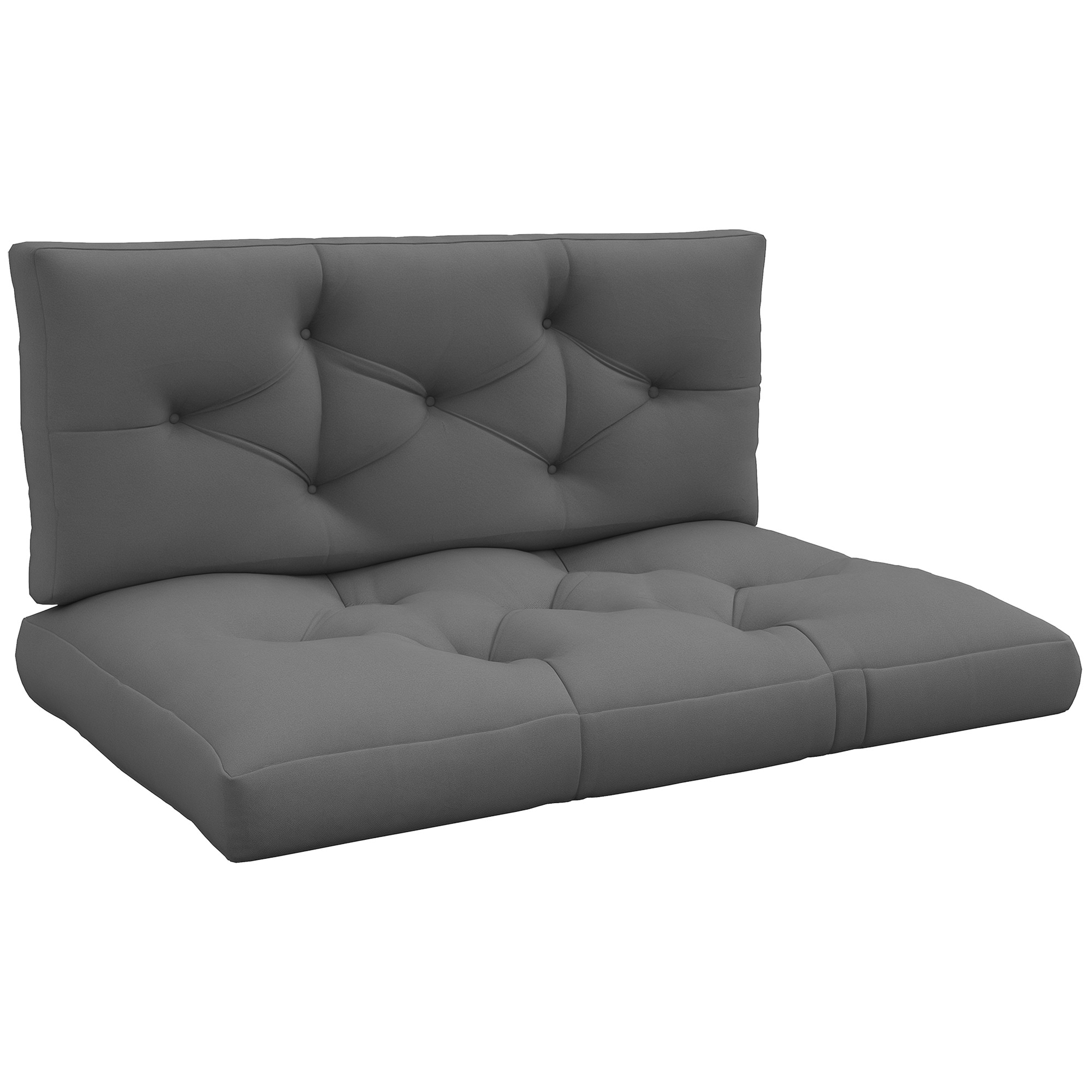 Outsunny 2 Sitzer Palettenkissen 120cm x 80cm x 12cm Bankauflage mit UV-Schutz Sitzkissen Polsterauflage wasserabweisend Gartenbankauflage für Palettensofa, Balkon Dunkelgrau Aosom