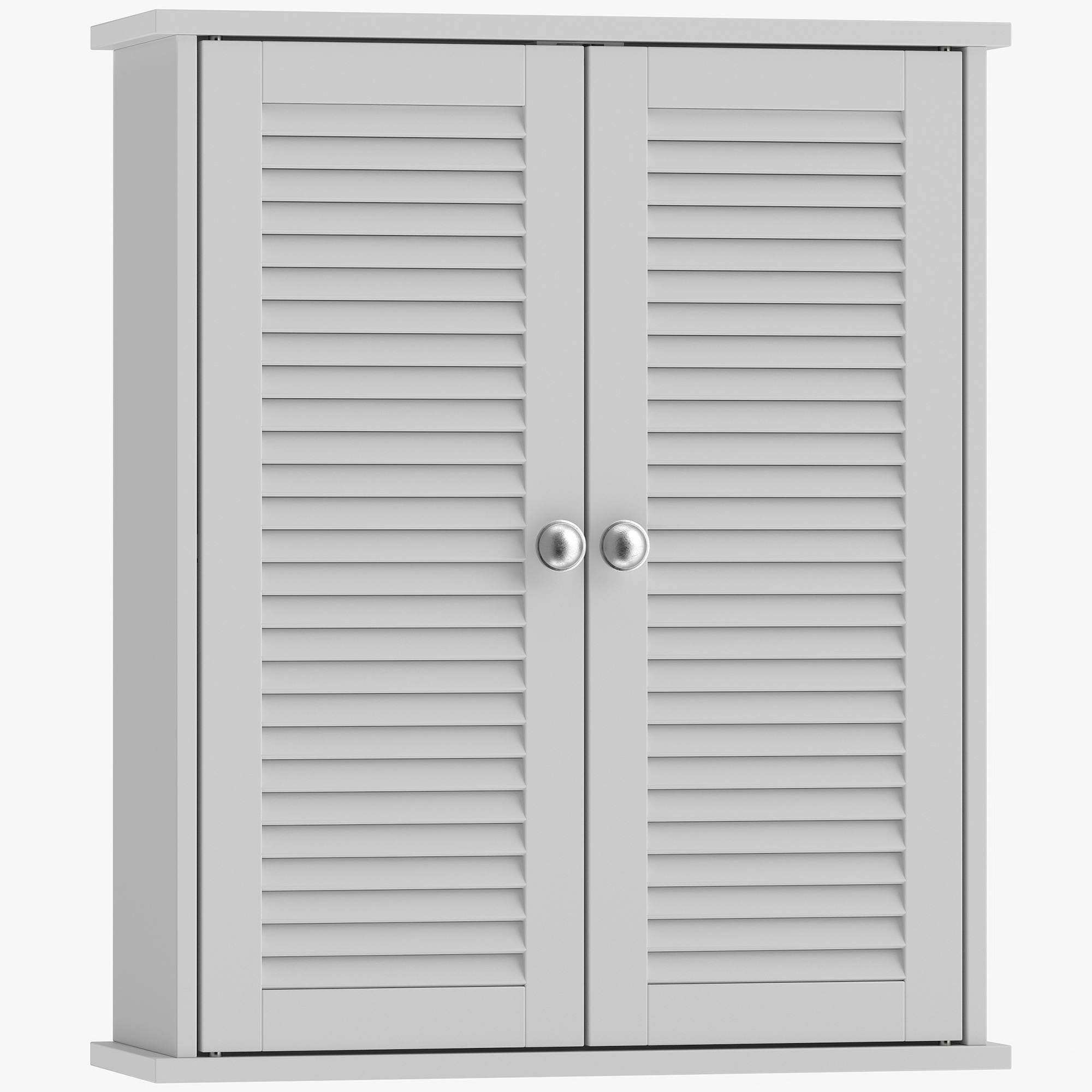HOMCOM Wandschrank für Badezimmer, hängender Aufbewahrungsschrank mit 2 Lamellentüren und verstellbarem Fach, hängender WC-Schrank, 51 x 18 x 61 cm, weiß Aosom