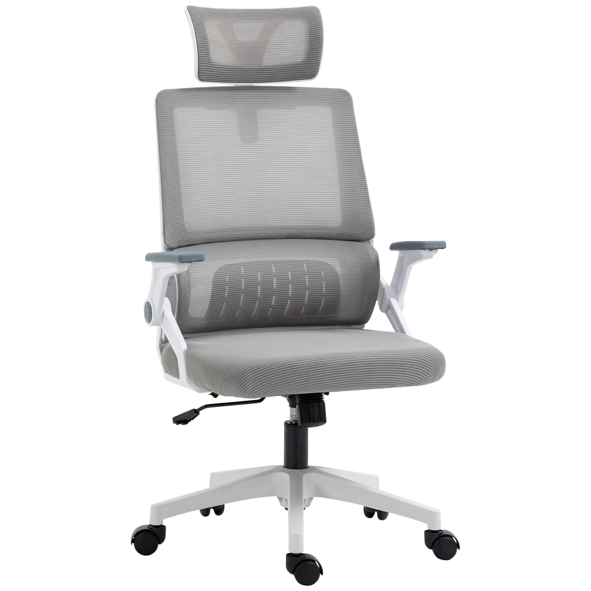 Vinsetto Silla Ergonómica Oficina Silla de Escritorio Giratorio con Soporte Lumbar y Malla Transpirable 58x61x102-119 cm Gris | Aosom España