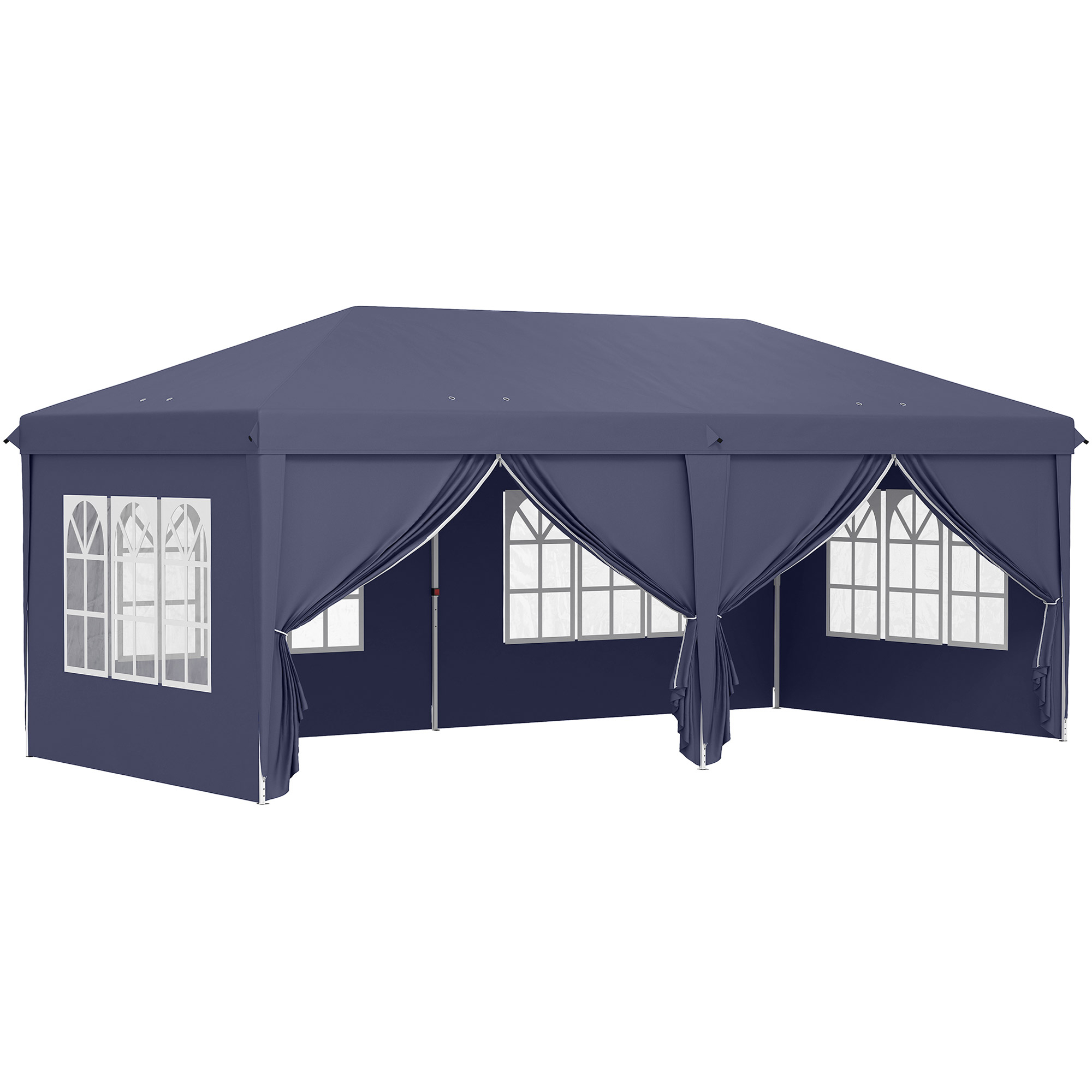 Outsunny Pavillon 6x3 m Stabil Winterfest Gartenpavillon, Partyzelt mit Seitenteilen Fenster, Tür, Tasche Gartenzelt Festzelt für Camping Garten Festival, Blau Aosom