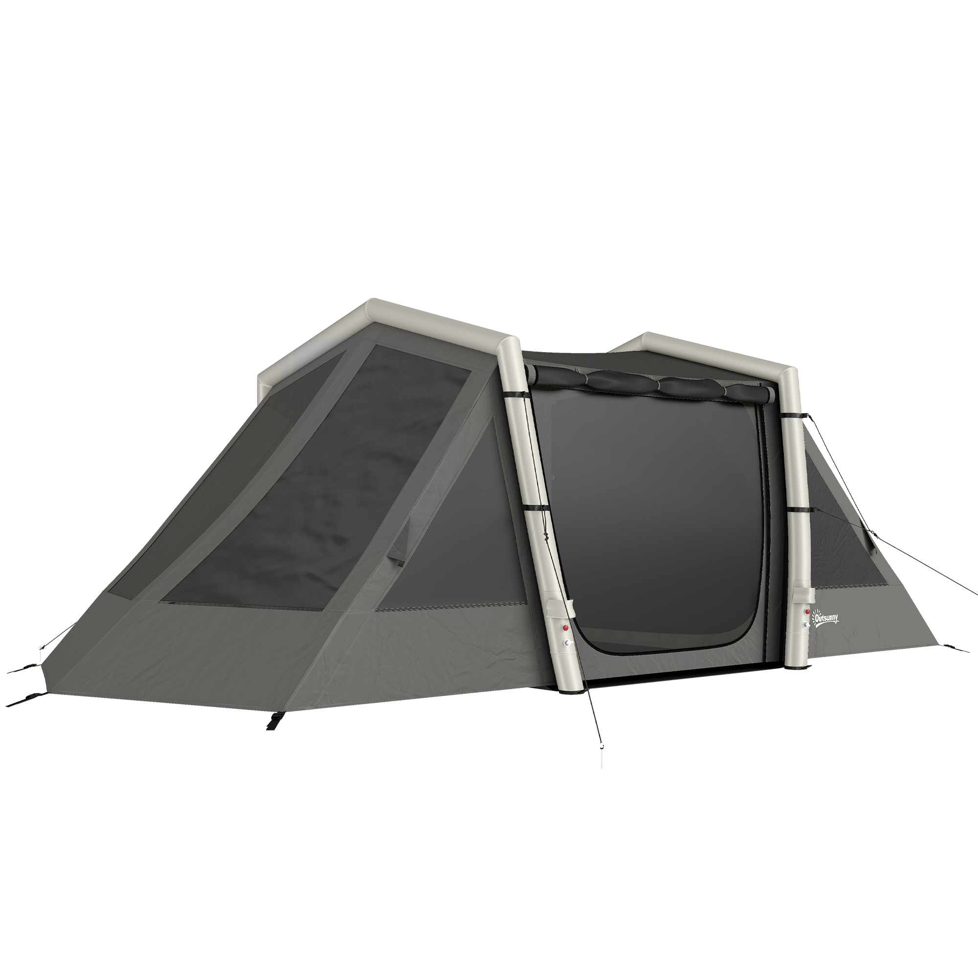 Tente Gonflable de Camping 4 Personnes Blackout Tente à Air 5,8m de Long 2 Chambres et Séjour 580x270x202cm Gris Foncé - Sport Tente Gonflable de Camping 4 Personnes Blackout Tente à Air 5,8m de Long 2 Chambres et Séjour 580x270x202cm Gris Foncé - Sport