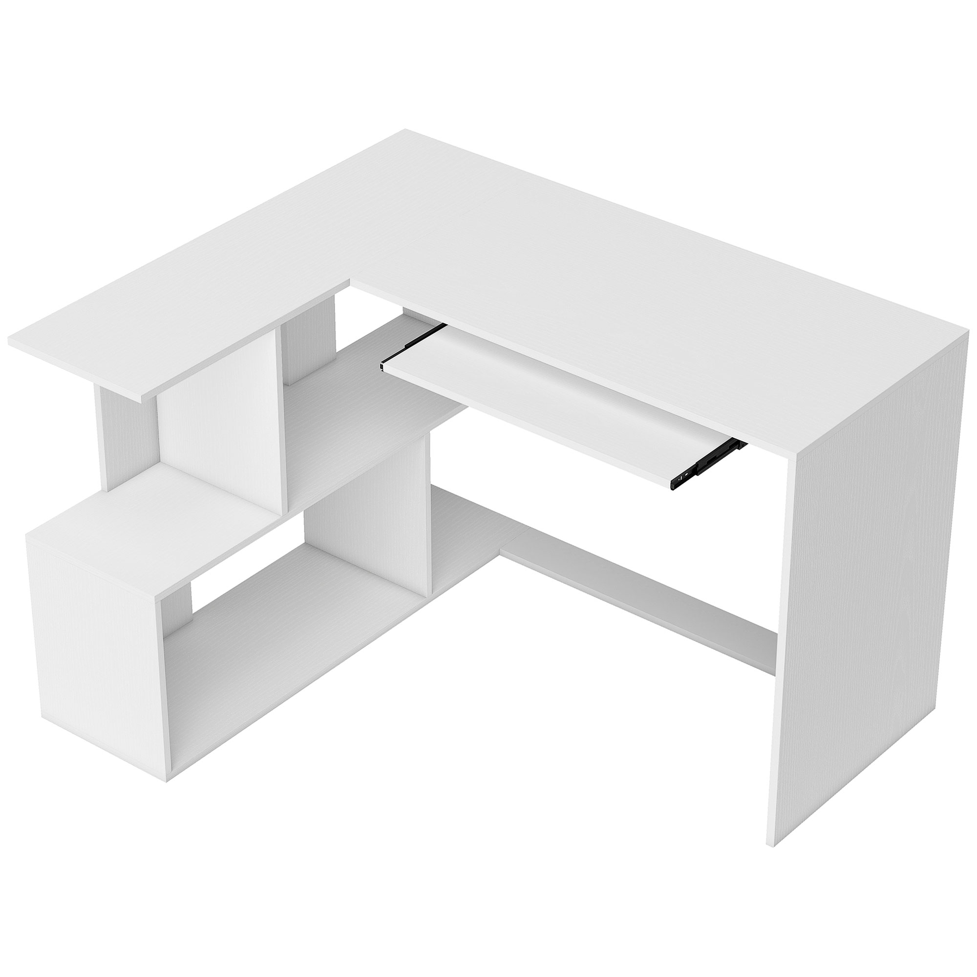 HOMCOM Bureau d'Angle en L avec Rangement Blanc 120x100x76cm