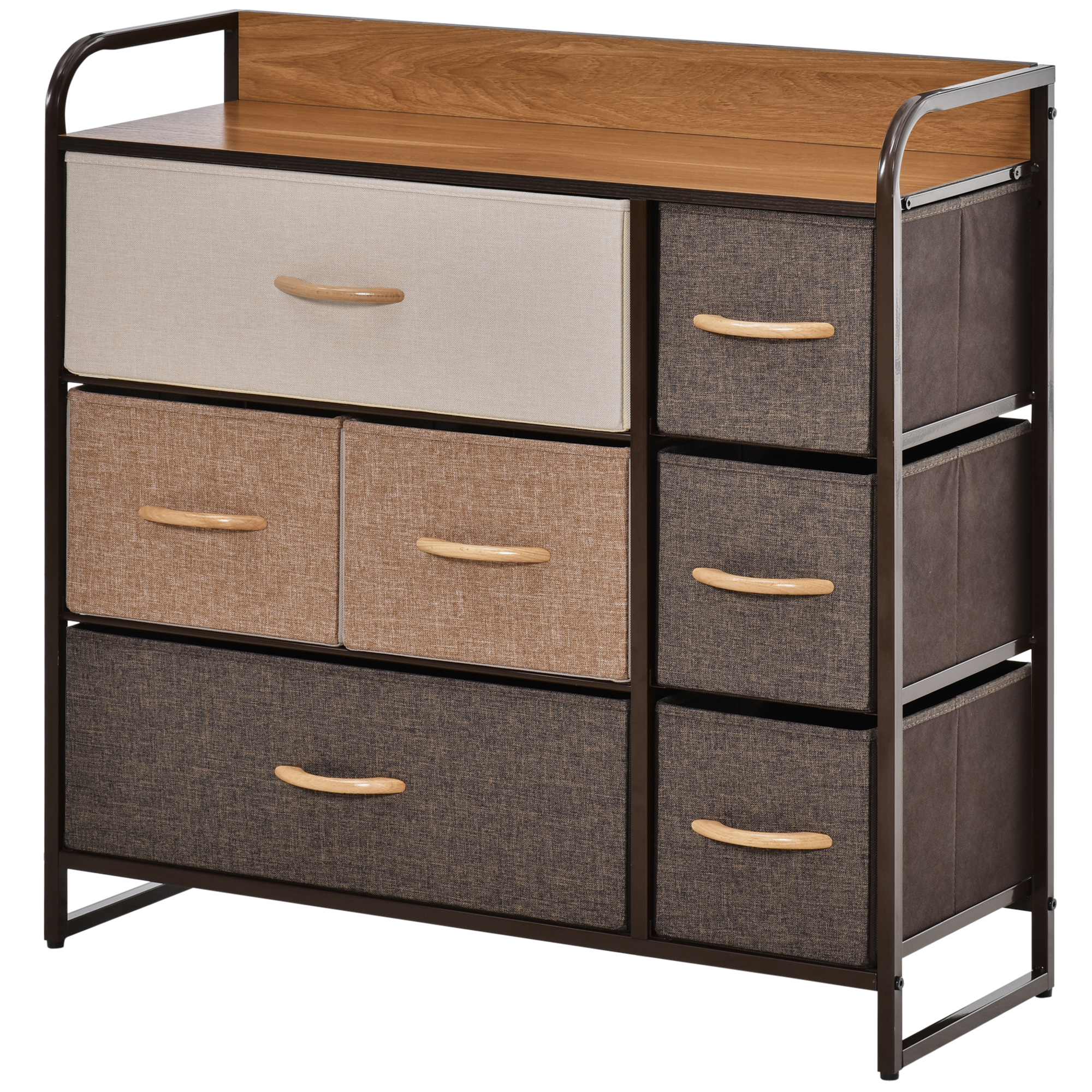 HOMCOM Kommode Schrank mit 7 Schubladen aus Leinen Schubladenschrank Aufbewahrungsschrank mit Metallrahmen für Schlafzimmer, Wohnzimmer, 80x29x78,5 cm Aosom