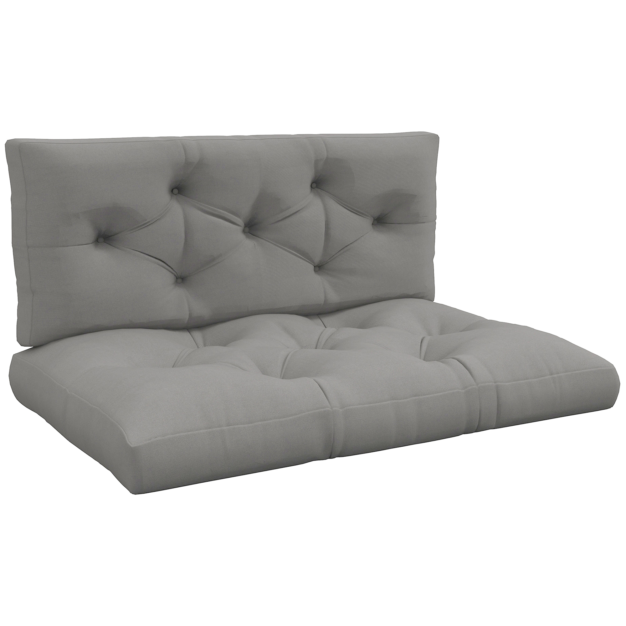Outsunny 2 Sitzer Palettenkissen 120cm x 80cm x 10cm Bankauflage mit UV-Schutz Sitzkissen Polsterauflage wasserabweisend Gartenbankauflage für Palettensofa, Balkon Hellgrau Aosom