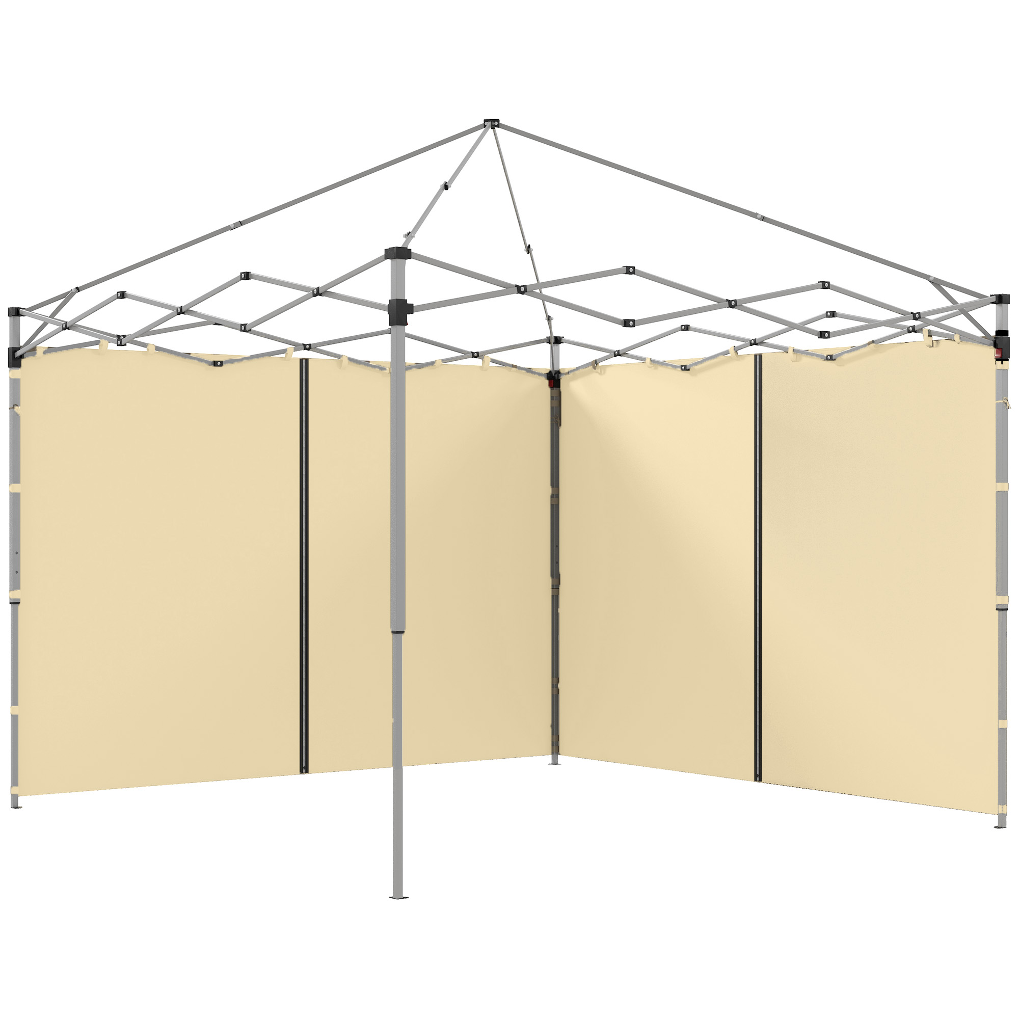 Outsunny Gazebo Side Panels, 2 Pack with Zipped Doors, Replacement for 3x3m or 3x6m Pop Up Gazebos, Beige Aosom UK