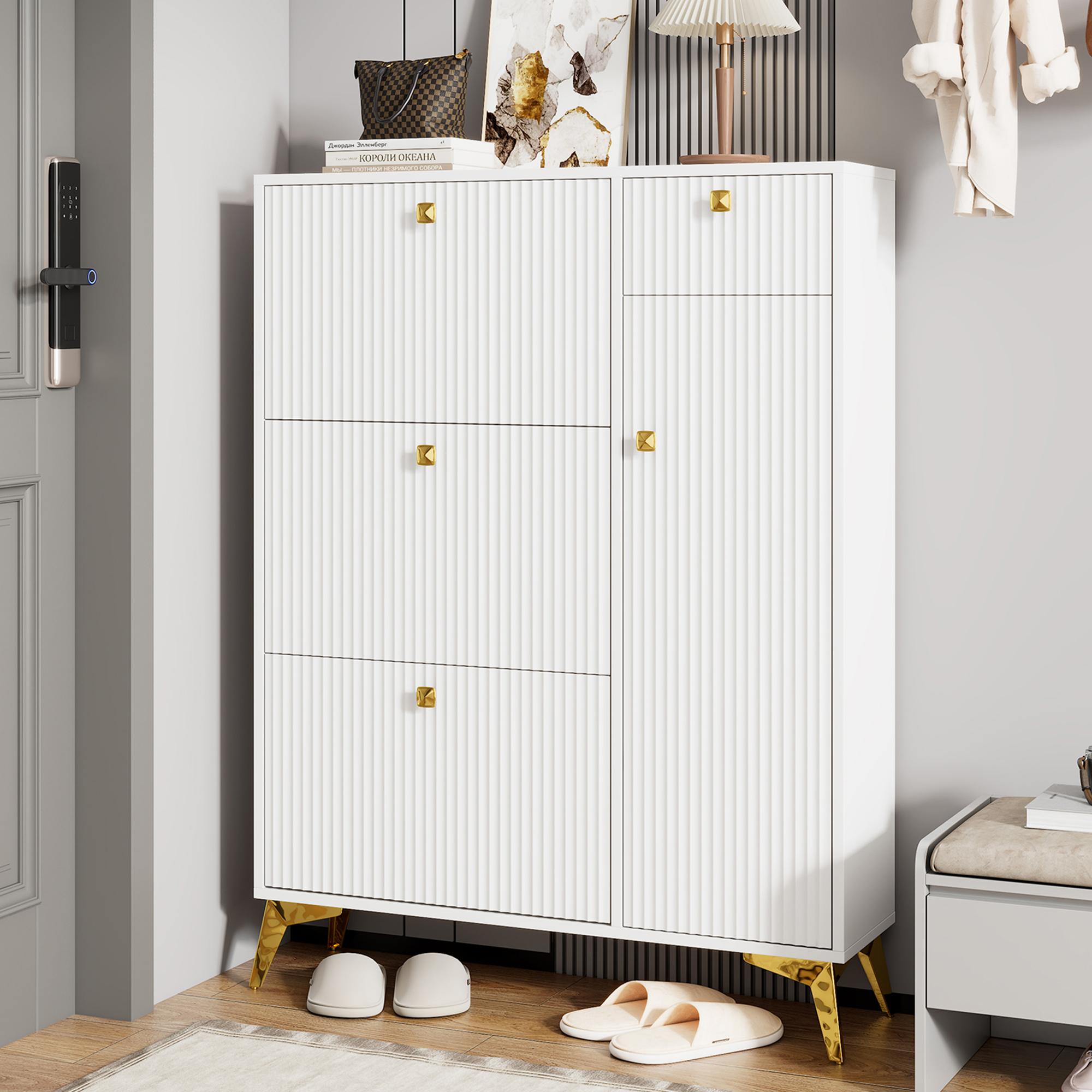 Schoenenkast met 3 kleppen, wit | Aosom Netherlands