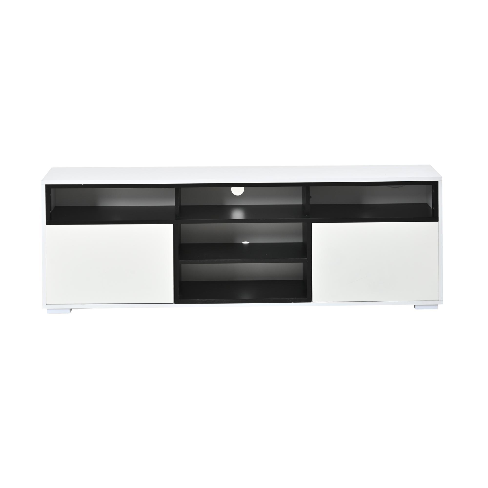 Comodă TV LED, Alb | Aosom Romania