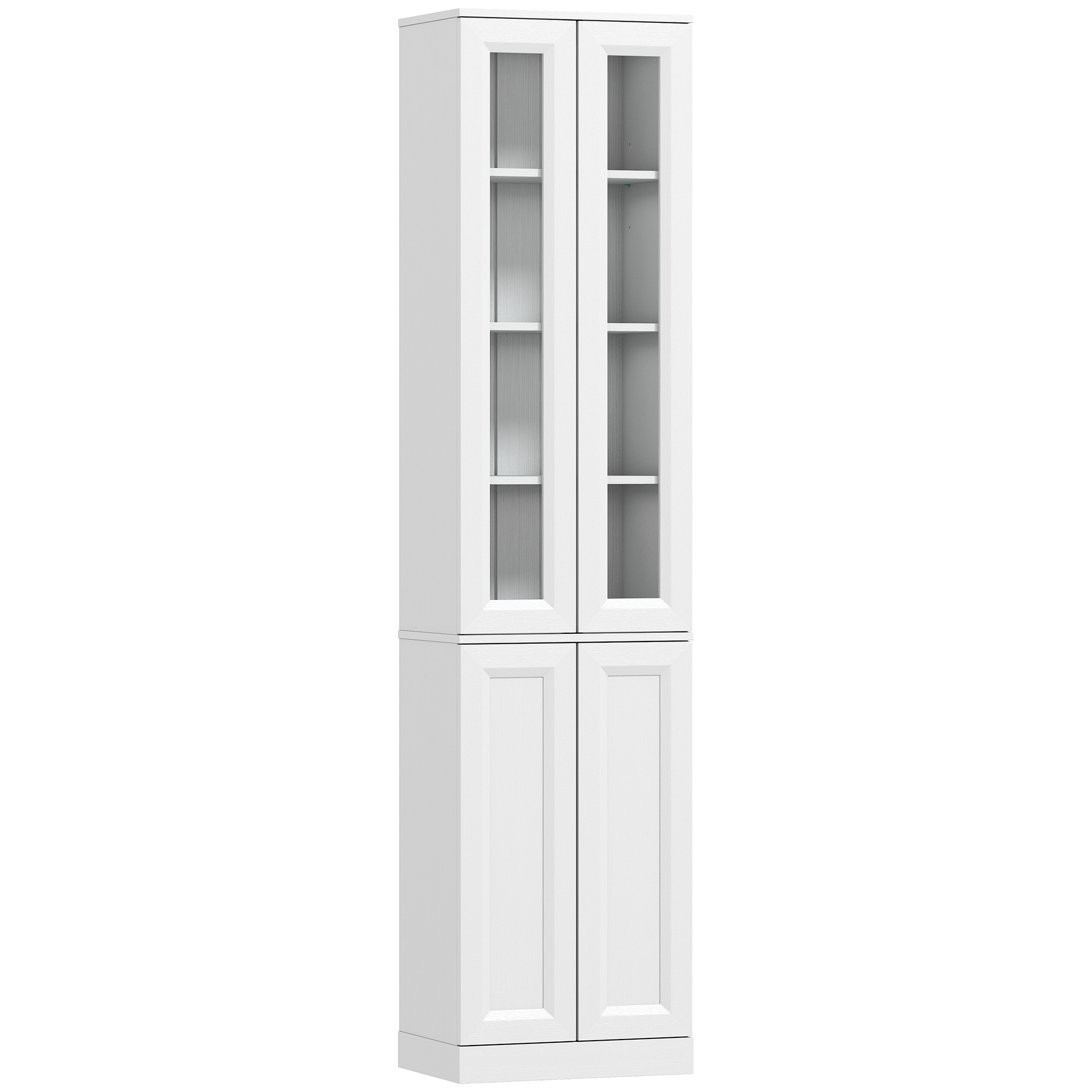 HOMCOM Badezimmerschrank 6 Ebenen, Aufbewahrungsmöbel, Bad-Hochschrank, 4 Soft-Close-Türen (davon 2 aus Acryl), verstellbare Regale, für Wohnzimmer, Schlafzimmer, Waschküche, 38x26x160cm Weiß Aosom