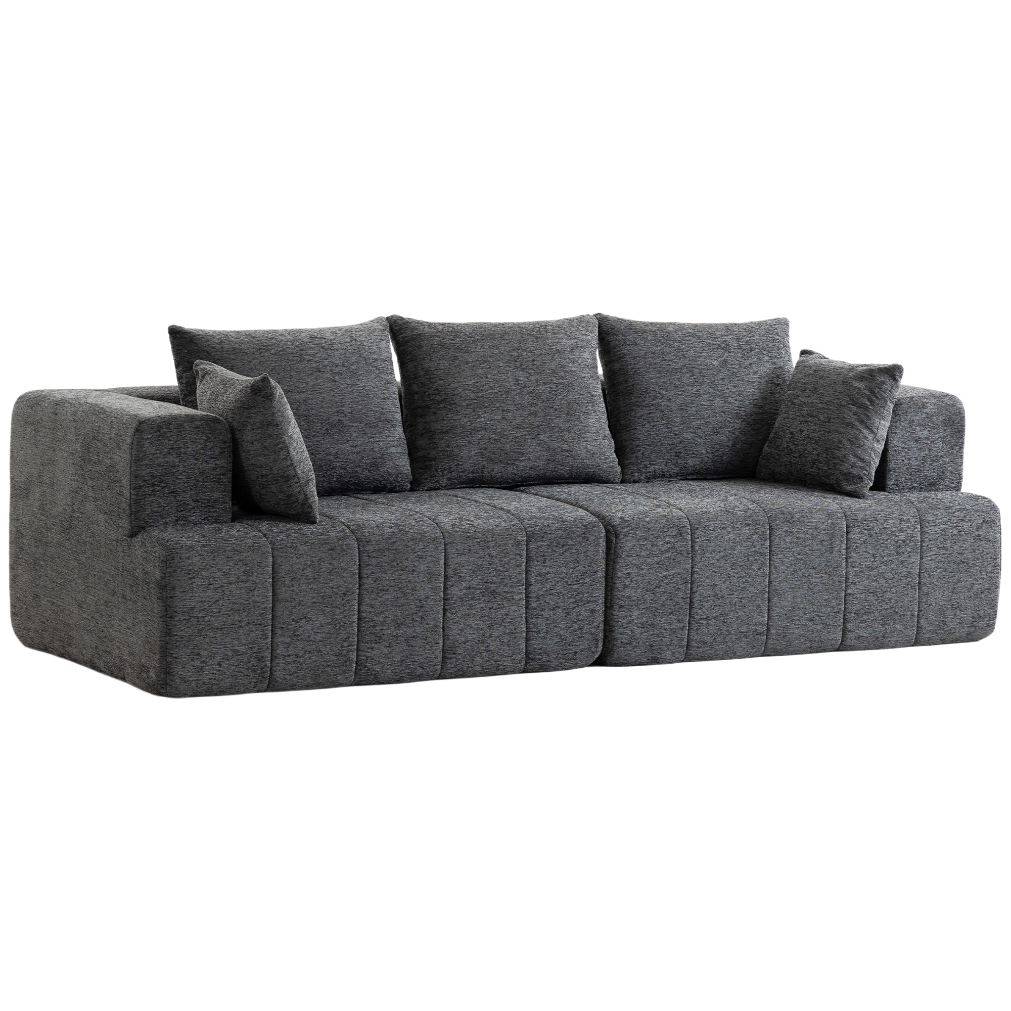 HOMCOM 3-zitsbank, Cloud-bank van chenille met dikke pocketveringvulling, brede diepe zit, brede armleuningen, kussens, grijs