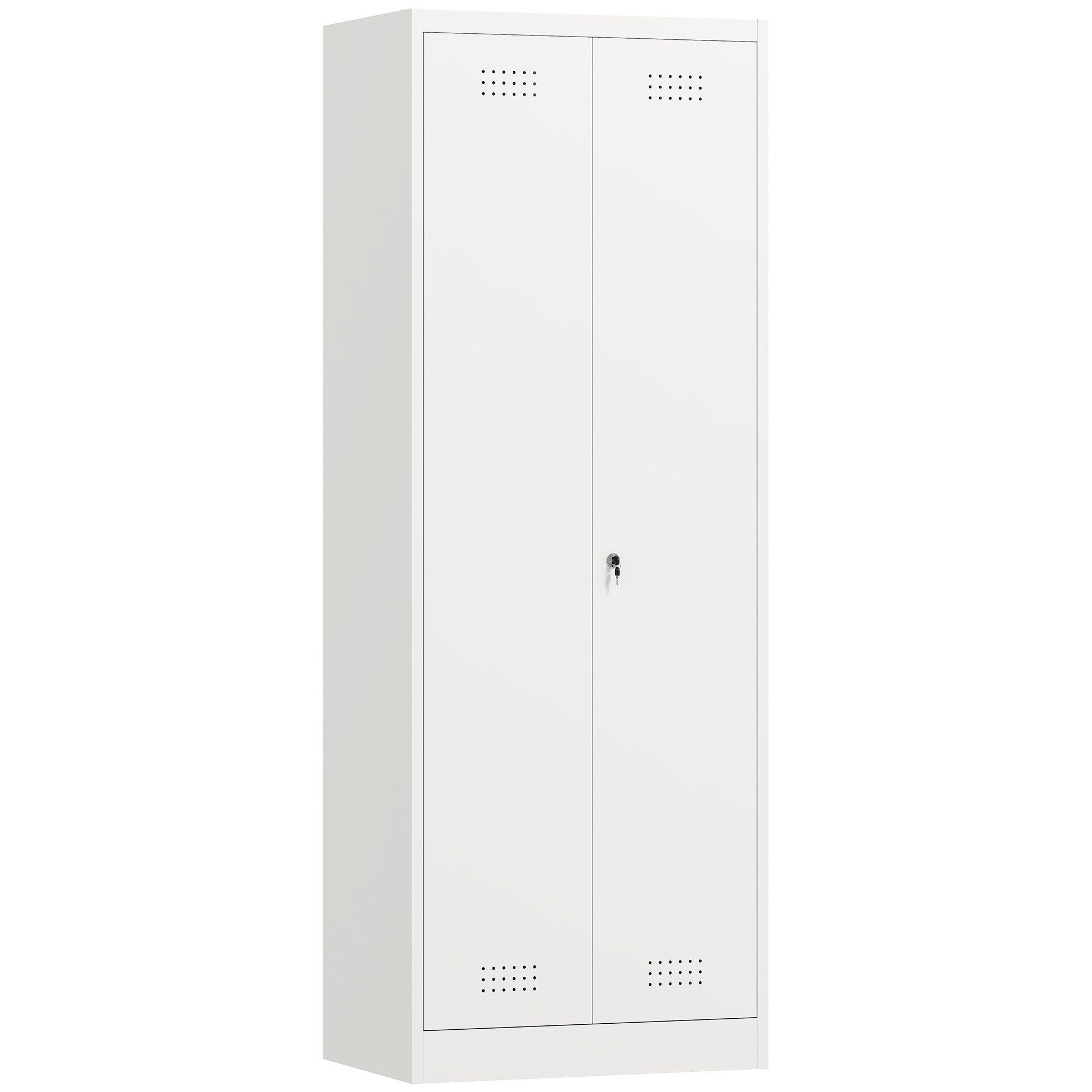 HOMCOM Armoire à outils en acier avec serrure, portes et étagères réglables, capacité 80 kg, crème