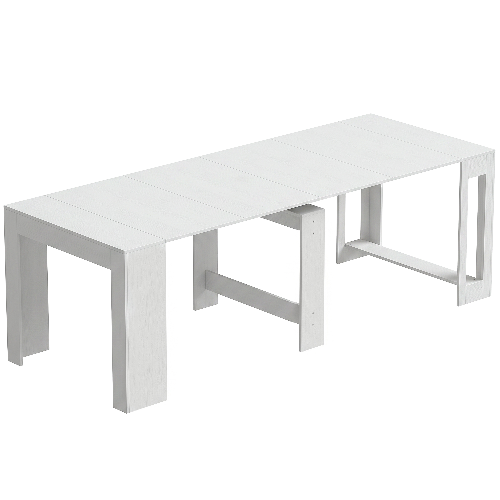 HOMCOM Ausziehbarer Esstisch für bis zu 10 Personen, 48-240x90 cm Klapptisch Konsolentisch Rechteckig Platzsparend mit 4 Verlängerungen, für Wohnzimmer Küche, Weiß Aosom