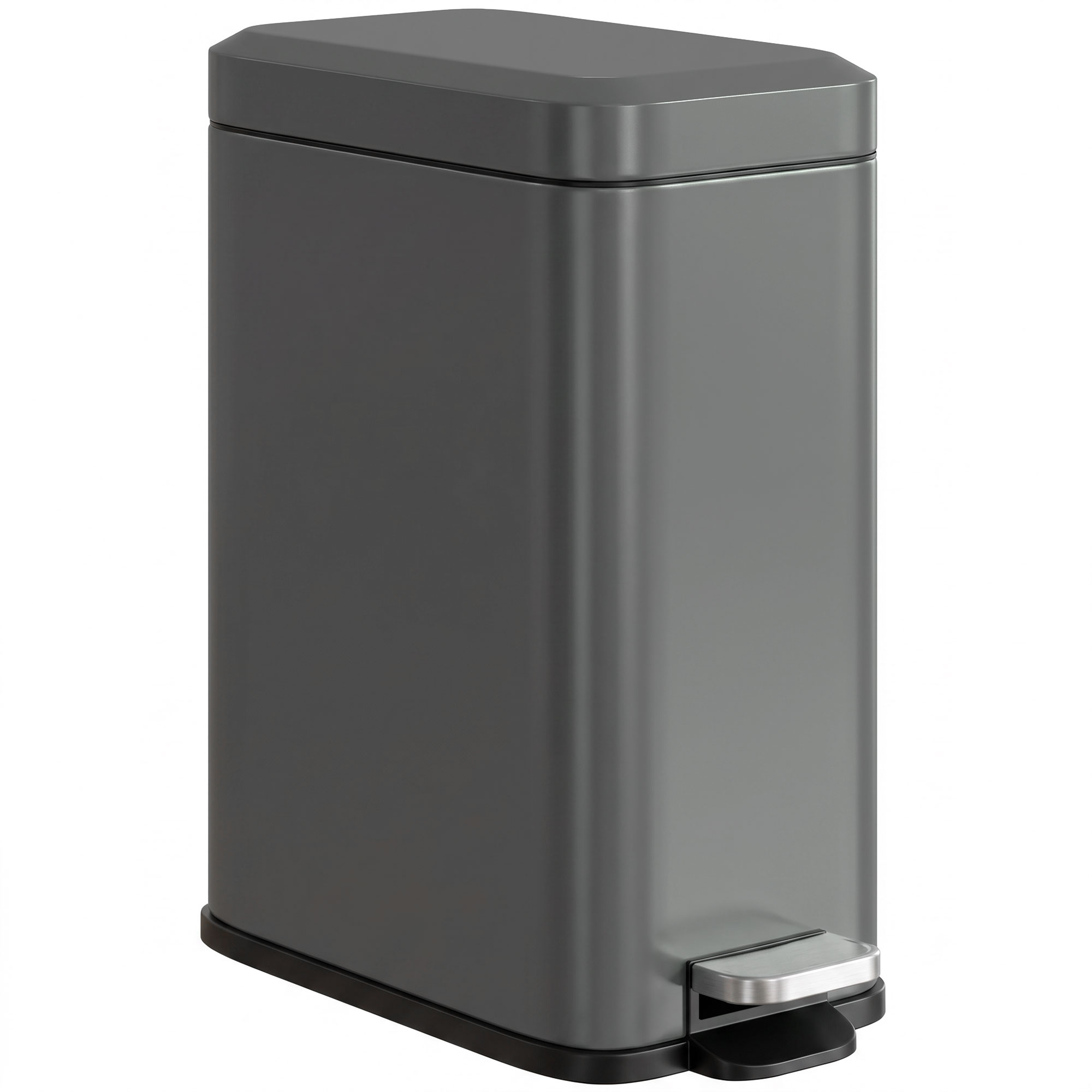 HOMCOM 5L Pedaalemmer Afvalbak van Metaal Prullenbak met Uitneembare Binnenemmer Hygiënisch Vuilnisbak met Voetpedaal 29x14x32cm Grijs | Aosom.nl