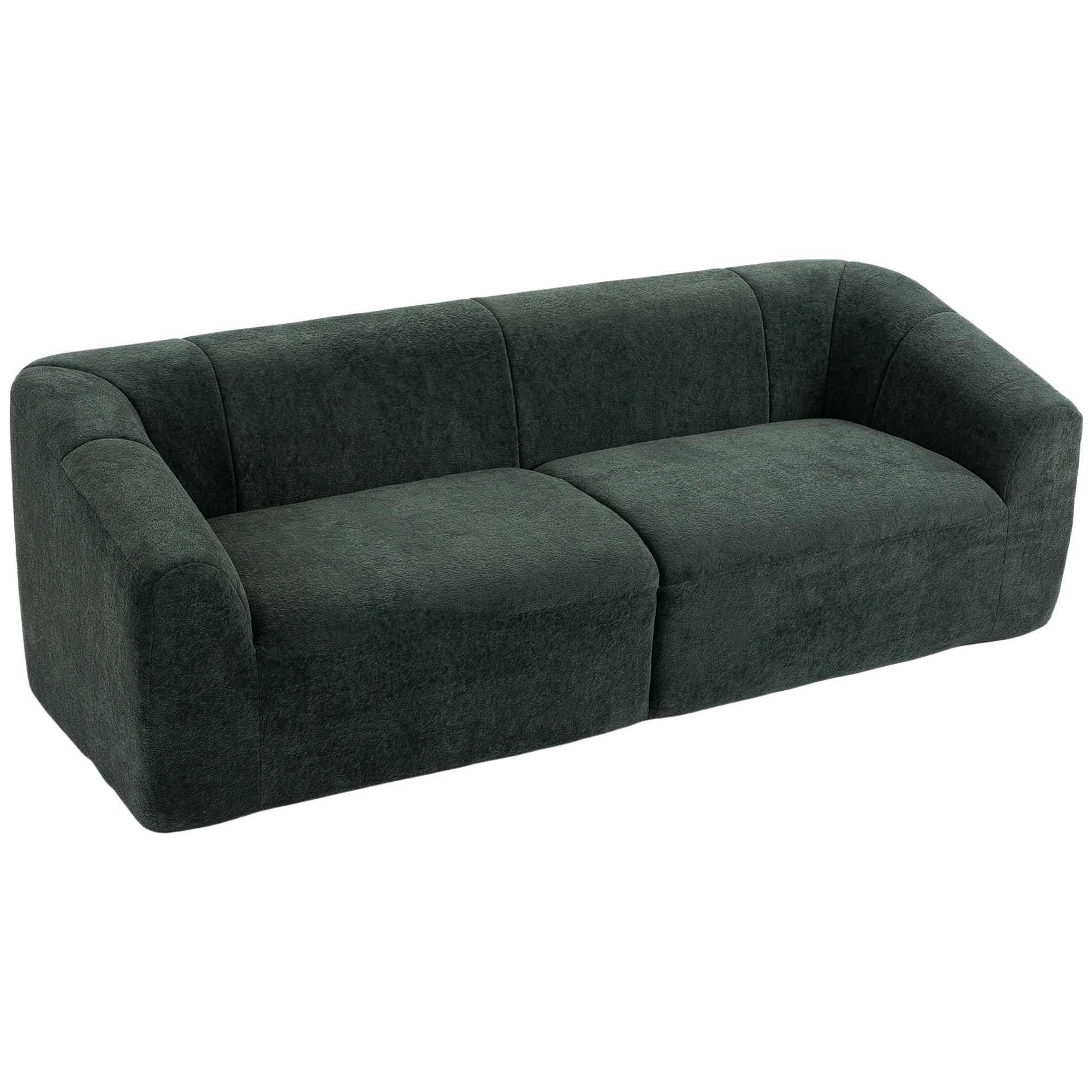 HOMCOM 3-Sitzer Sofa ohne Rahmen mit breiter Sitzfläche, dicker Polsterung, modernes Kompressionssofa in Chenille, 225x93x68 cm, für Wohnzimmer, Dunkelgrün Aosom