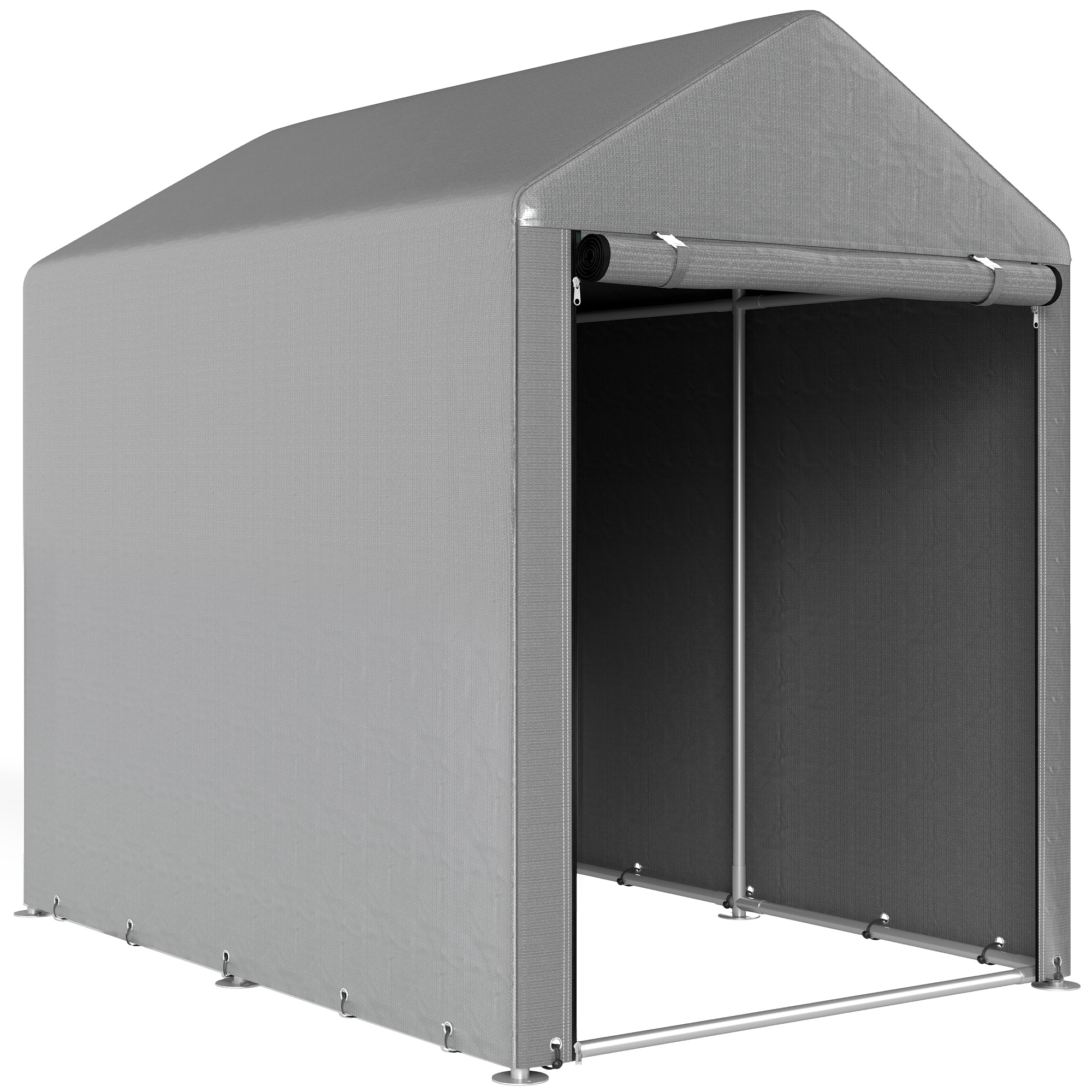 Outsunny Garagenzelt für 2 Fahrräder, wasserdicht Zeltgarage mit Tür Anti-Staub-Fahrradabdeckung, Gerätezelt, Foliengerätehaus Fahradgarage für Außenbereich Terrasse, 120x179x165cm, Hellgrau Aosom