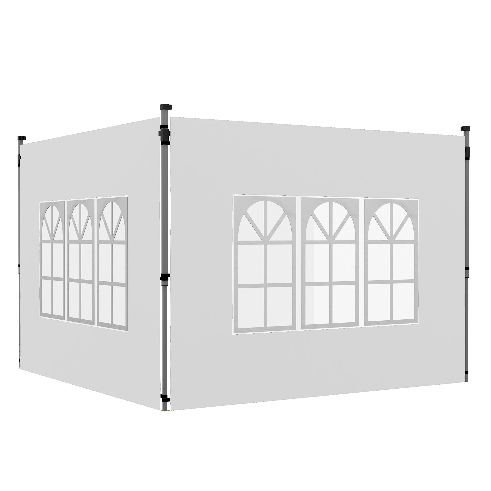 Outsunny 2er-Set Seitenteile für Pavillon 3x3/3x4 m, Seitenwand mit Fenster, wasserdicht Seitenwände aus Oxfordstoff, als Windschutz und Sichtschutz für Partyzelt, Weiß Aosom