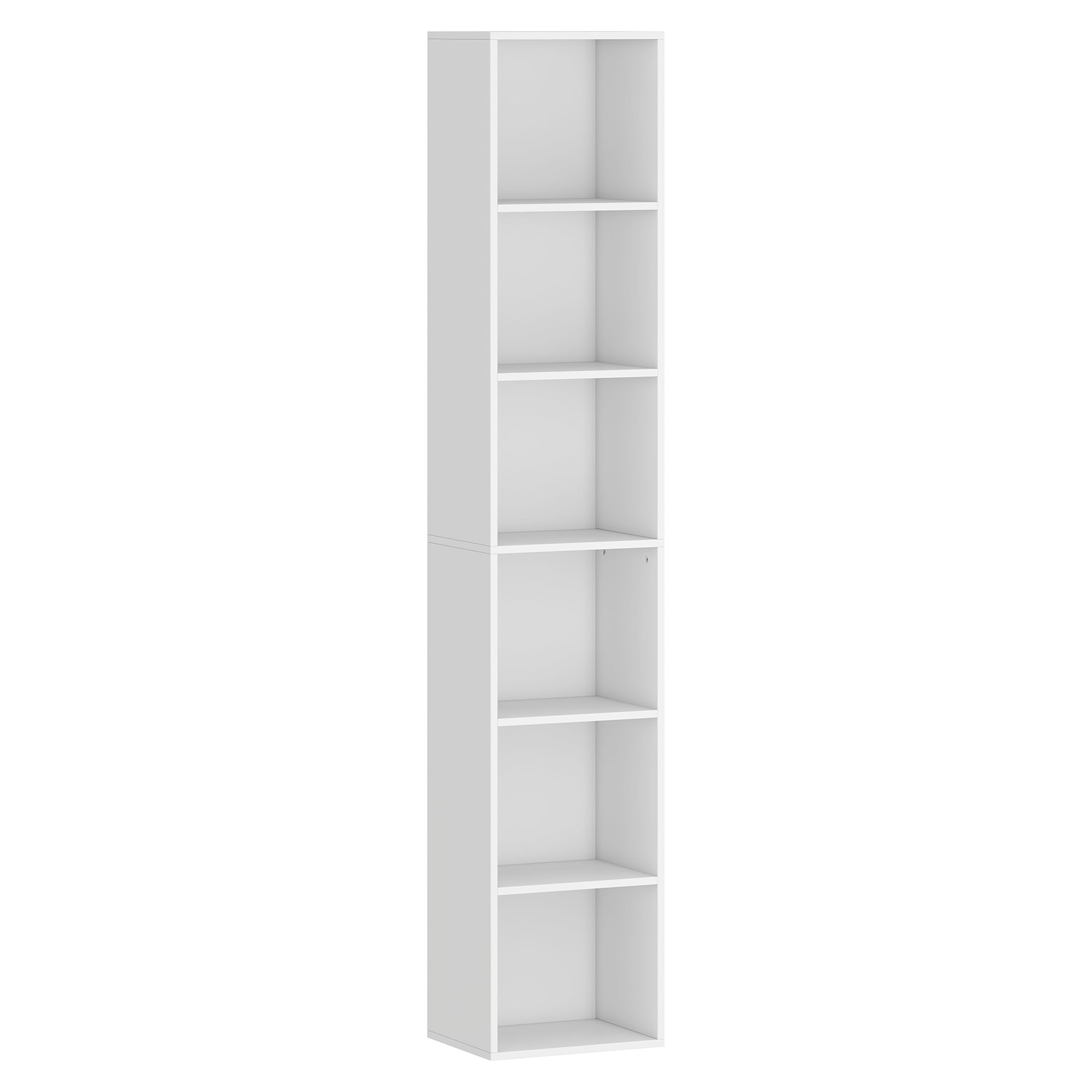 HOMCOM Bücherregal mit 6 Ablagen, platzsparendes vertikales Regal, Aufbewahrungsregal für Wohnzimmer Schlafzimmer Büro, 30x24x159 cm, Weiß Aosom