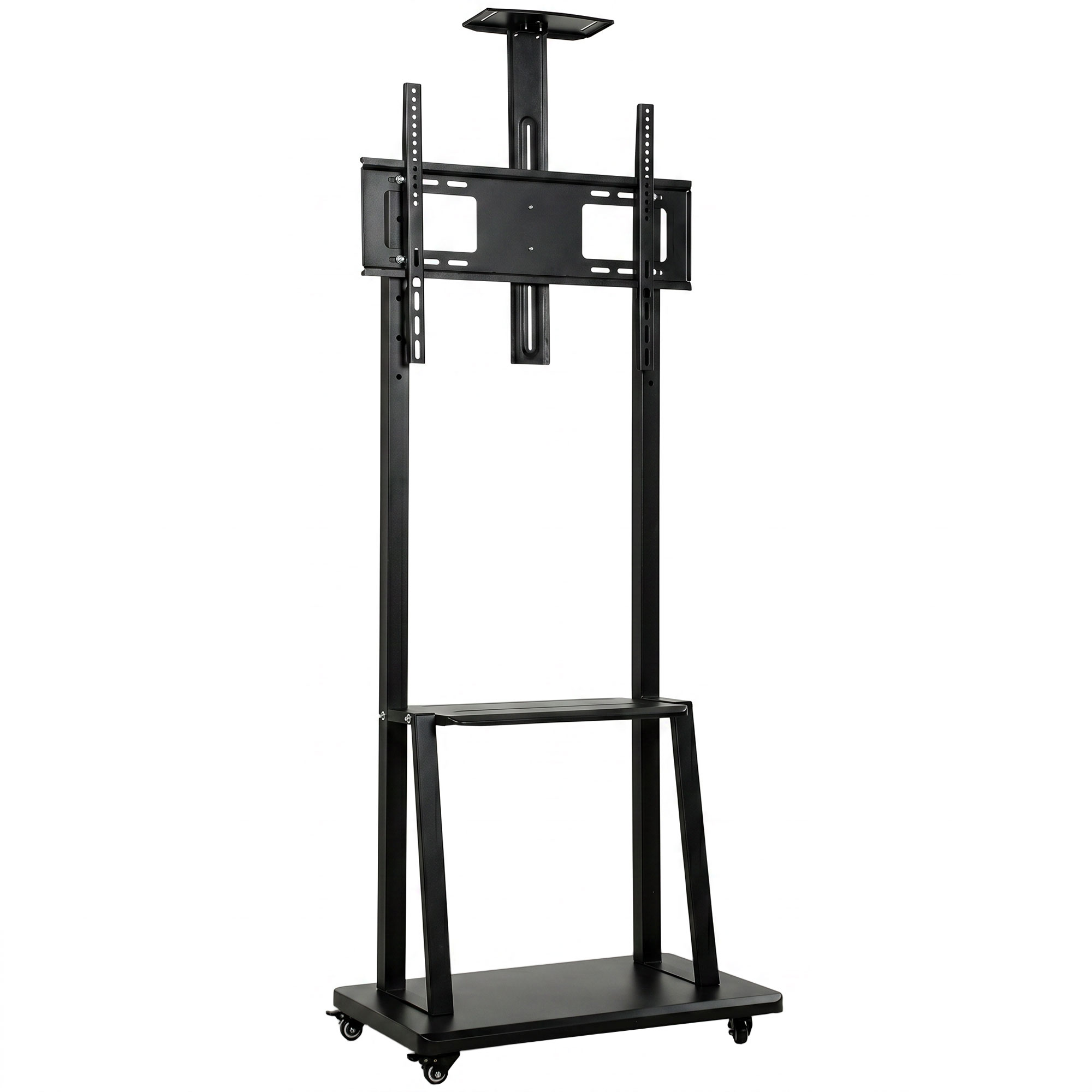 HOMCOM Mobiler TV-Ständer 81,3-190,5 cm, Rollwagen mit Bremsen, höhenverstellbar, Multimedia-Ablage, VESA 400 x 600 mm, schwarz Aosom