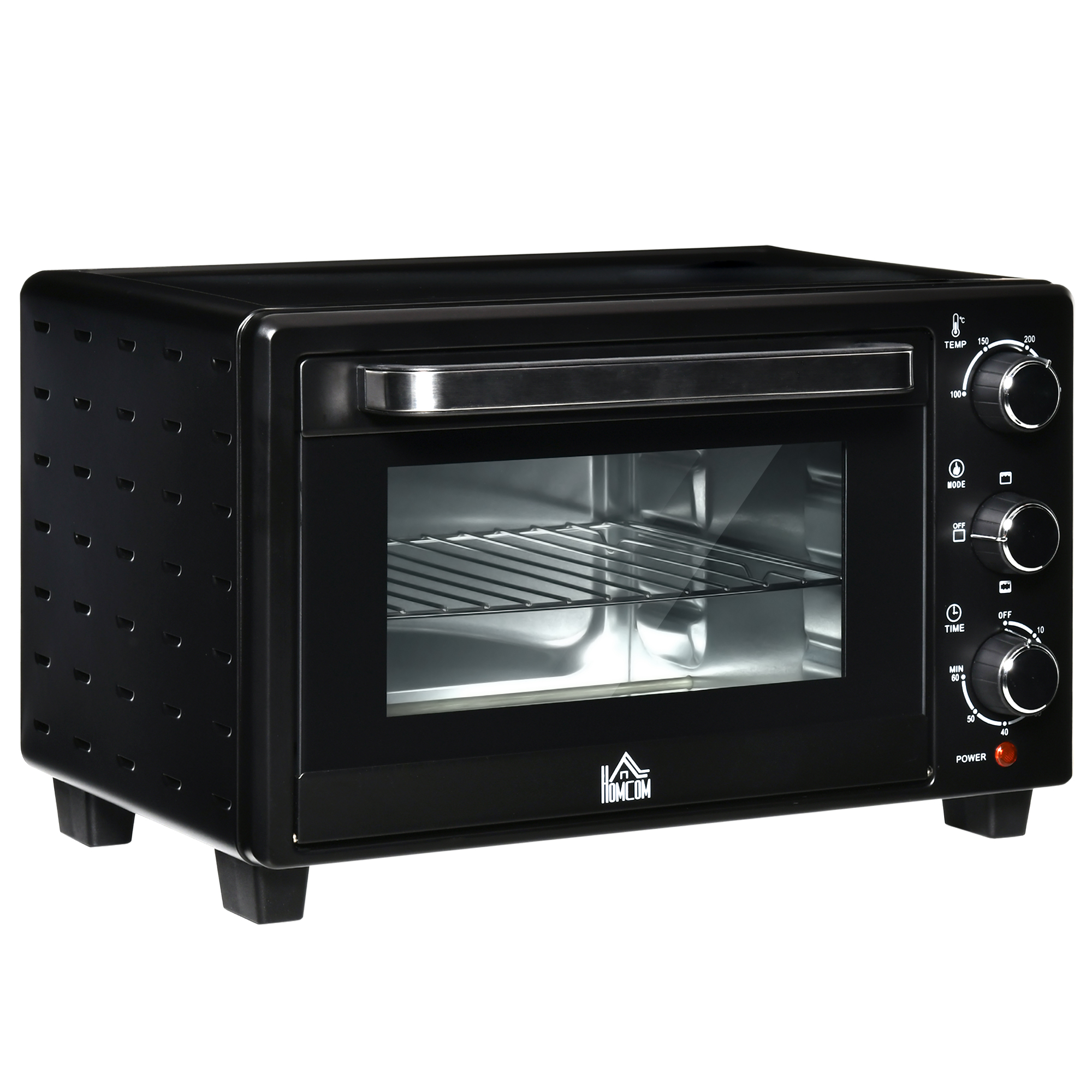 HOMCOM 21L Mini Countertop Oven, 100?C-230?C Adjustable Temp – Black