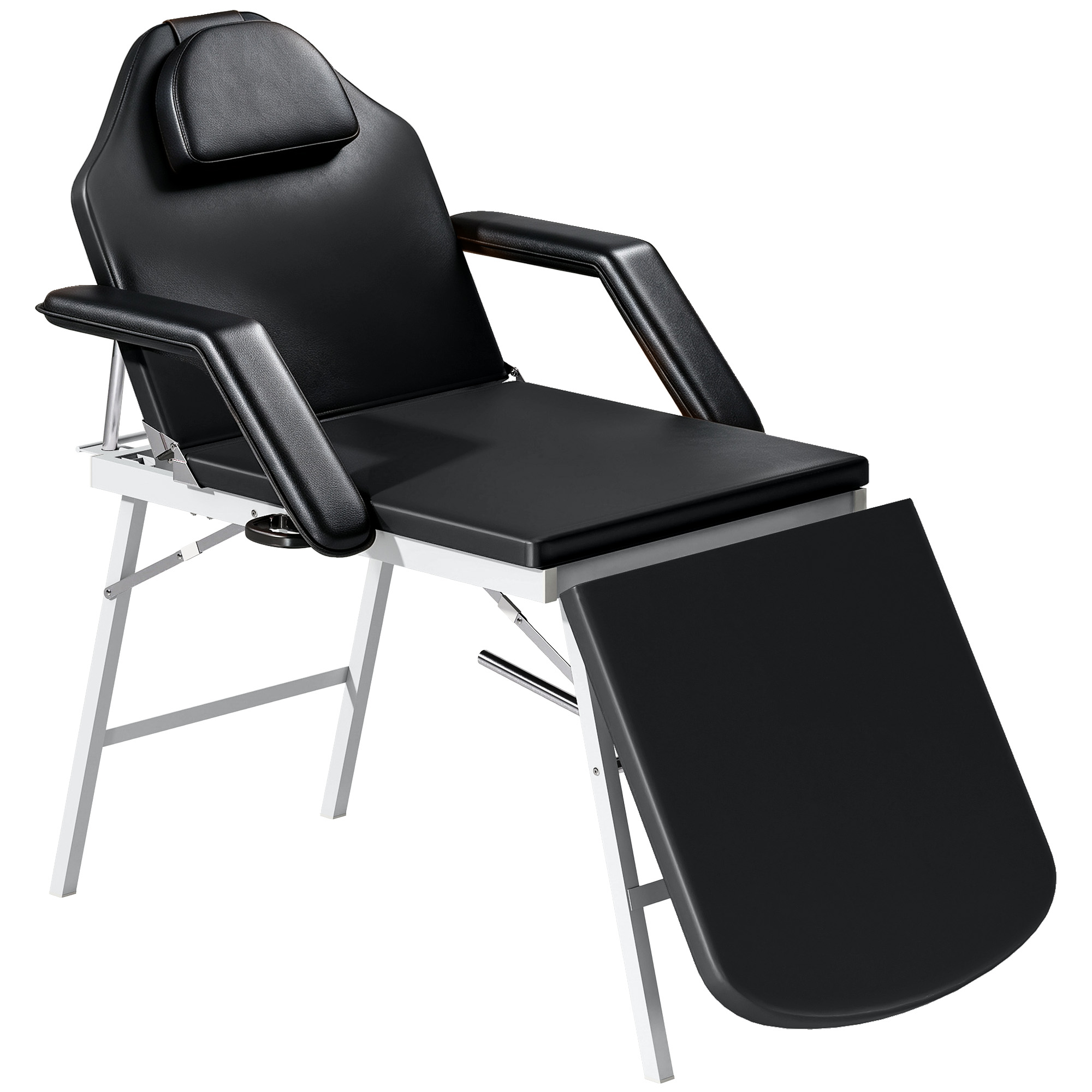 HOMCOM Kosmetikliege, Klappbar 3 Zonen Massageliege mit Verstellbare Rückenlehne & Fußstütze, Abnehmbarer Kopfstütze und Armlehnen, Tattooliege Therapieliege für Kosmet, Spa & Therapien, Schwarz Aosom