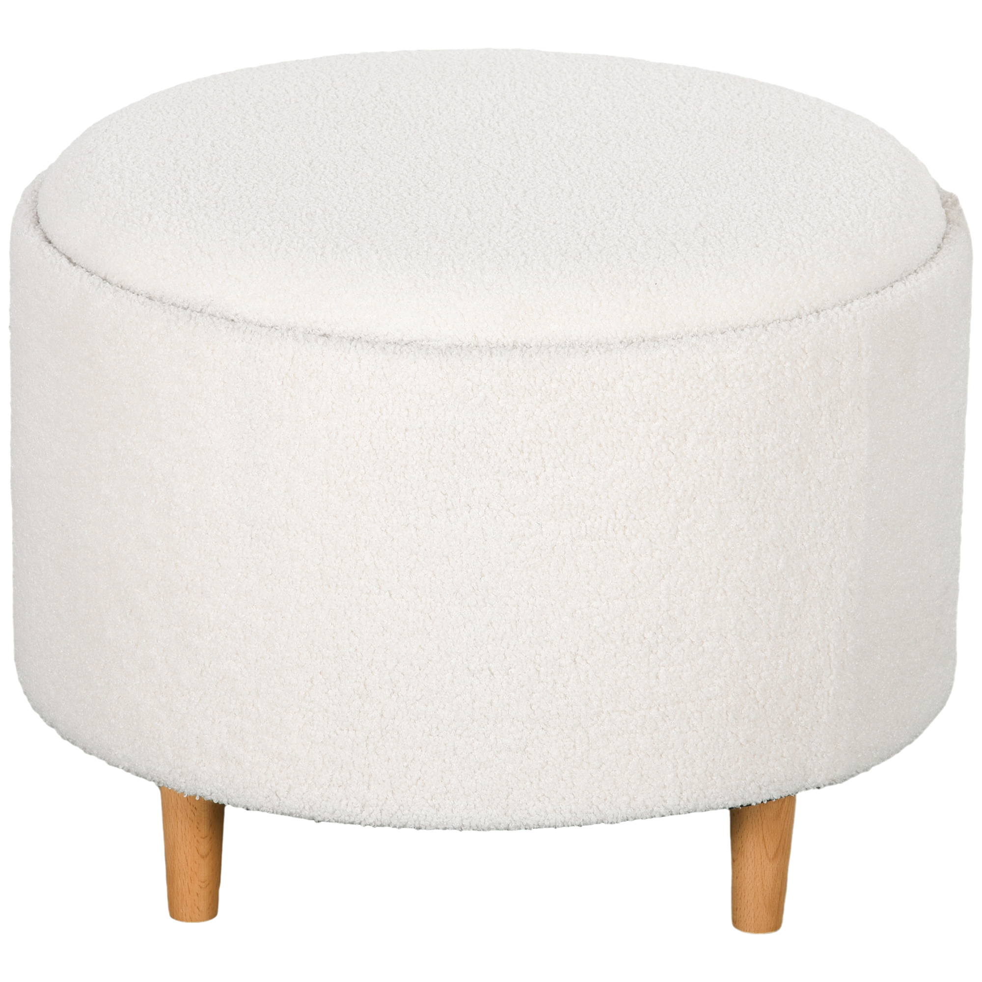 HOMCOM Sitzhocker Ø56 x 42 cm, runder Polsterhocker mit Stauraum und Klappdeckel, Holzbeine, ideal für Wohnzimmer und Schlafzimmer, Weiß Aosom.de