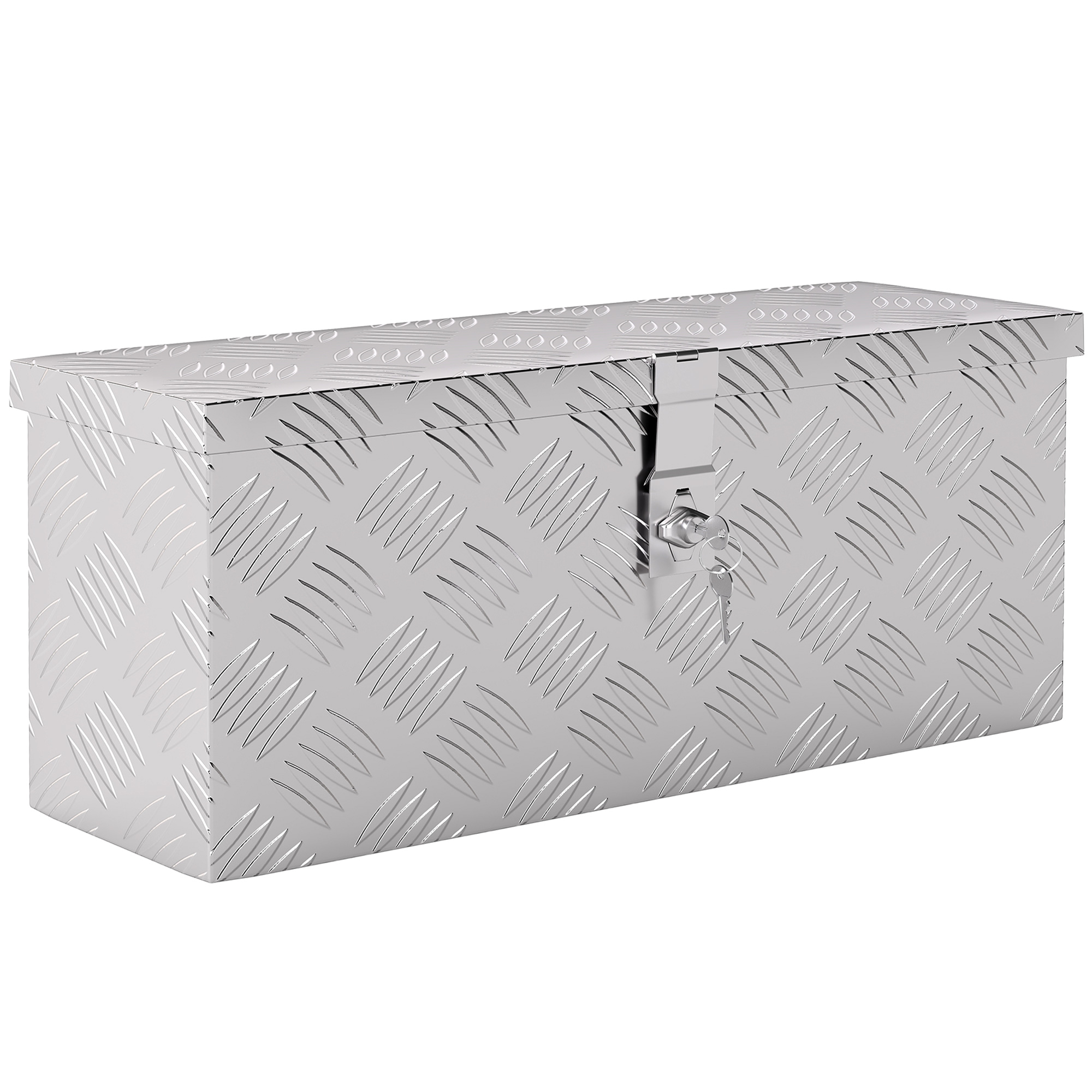 HOMCOM Gerätekasten Aufbewahrungskiste aus Aluminium mit Schloss und Schlüsseln, LKW-Werkzeugkasten, Lagerungsbox für Anhänger, 50 x 15,5 x 20,5 cm Aosom