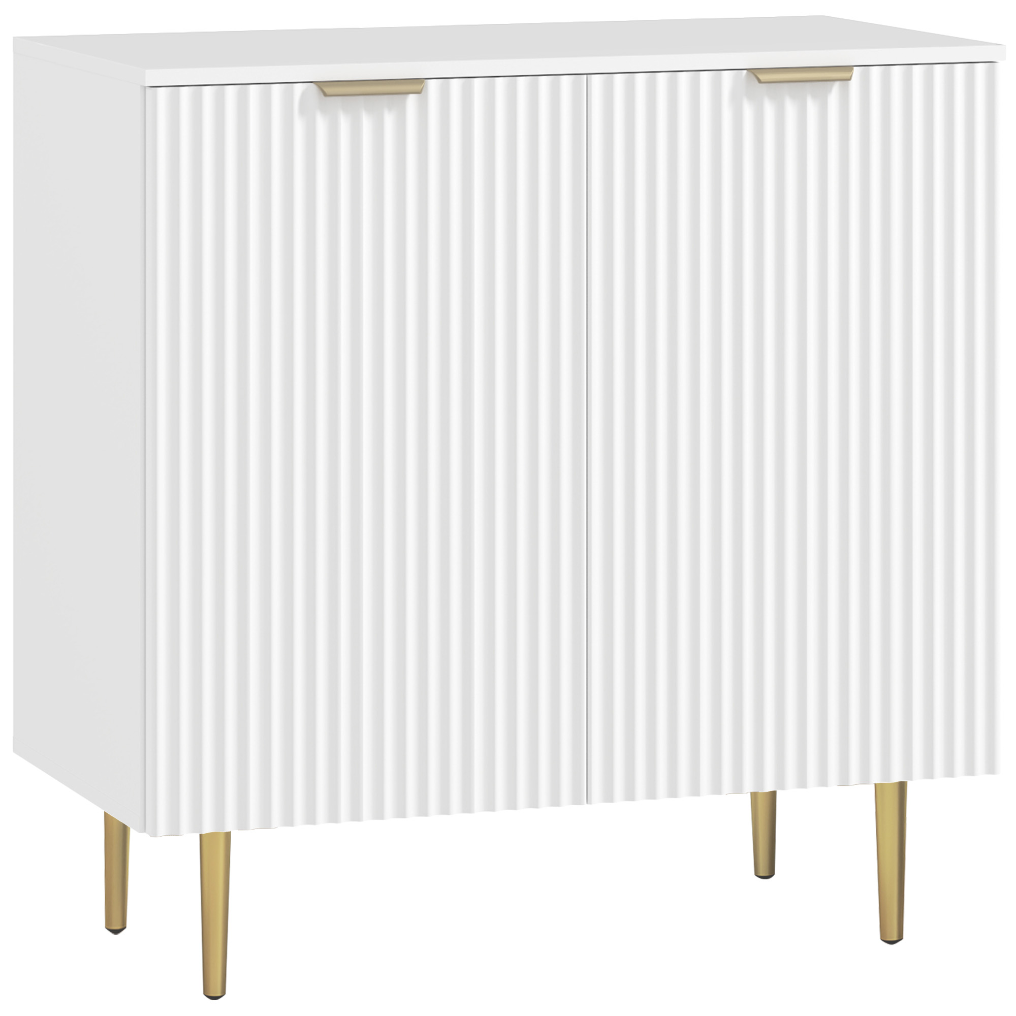 HOMCOM Küchenbuffet, Stauraummöbel, mit 2 Türen, verstellbares Regal, erhöhte Metallfüße, für Küche, Wohnzimmer, 80 x 40 x 80 cm, Weiß   Aosom