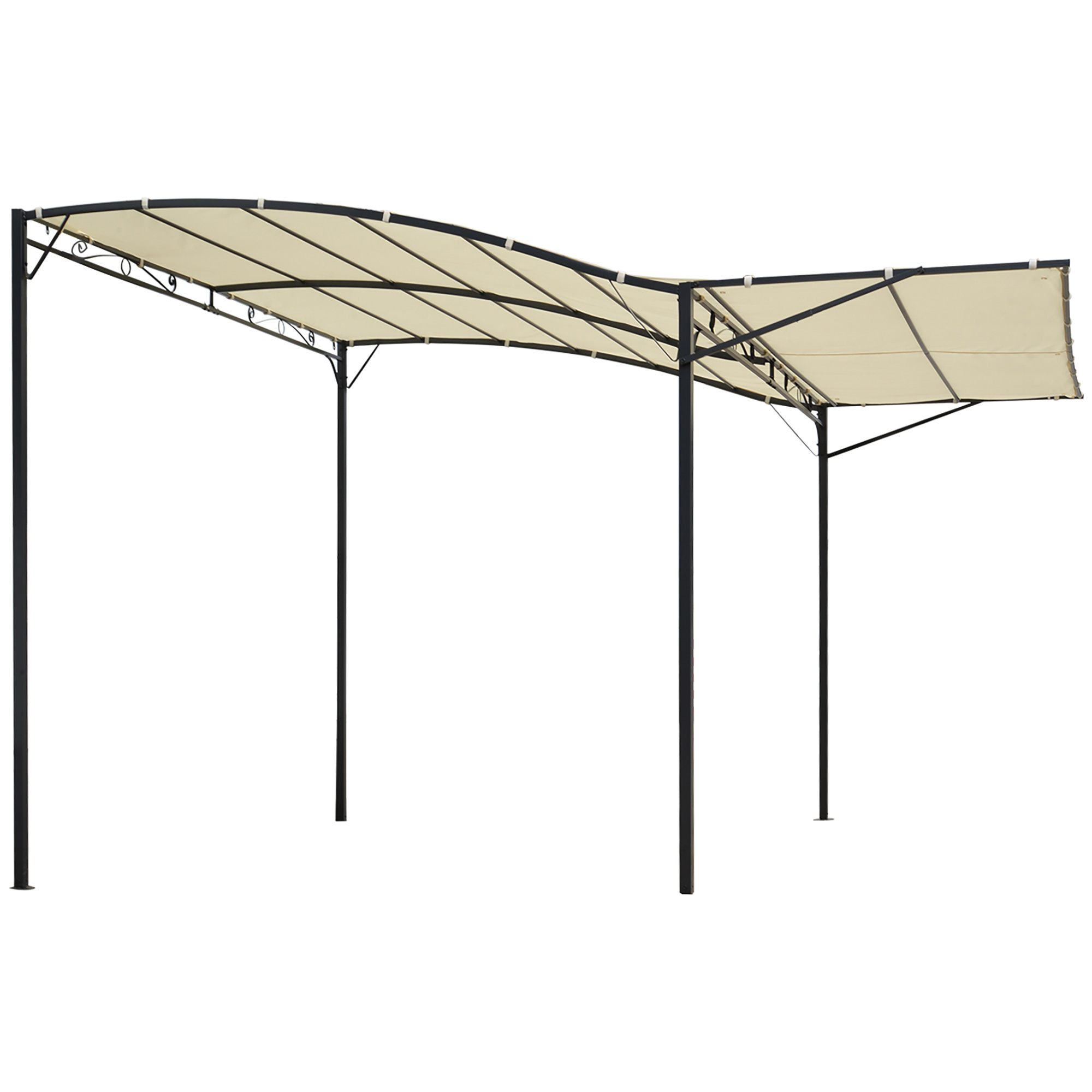 Outsunny Pavillon Gartenpavillon Markise Sonnenmarkise mit klappbarem Seitendach UV-Schutz Stahl + Polyester Cremeweiß + Schwarz 3 x 2,5 m Aosom