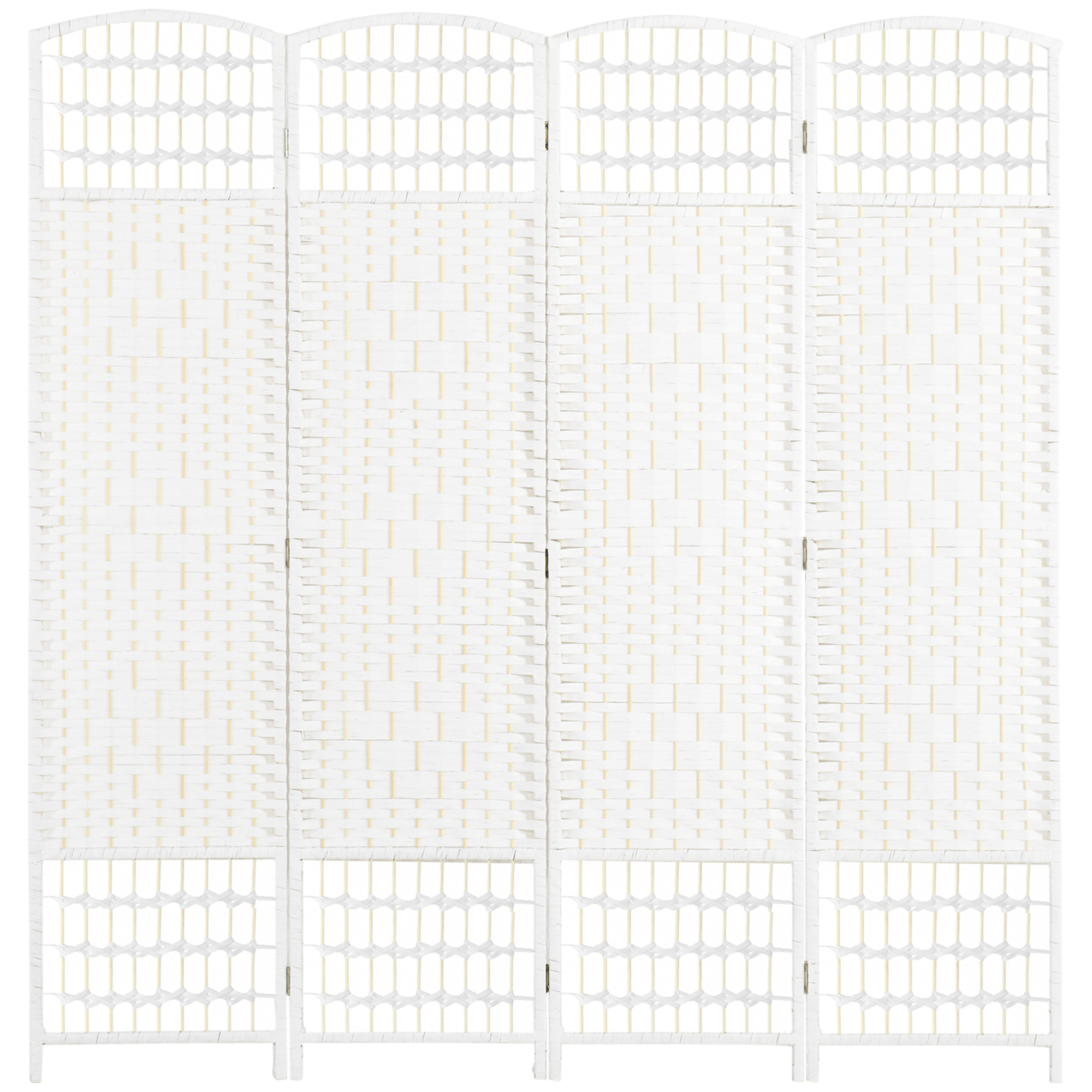 HOMCOM Paravent 4-teilig 160 x 170 cm Faltbar Raumteiler Trennwand aus Wellenfaser, Sichtschutz für Wohnzimmer, Schlafzimmer, Büro, Weiß Aosom
