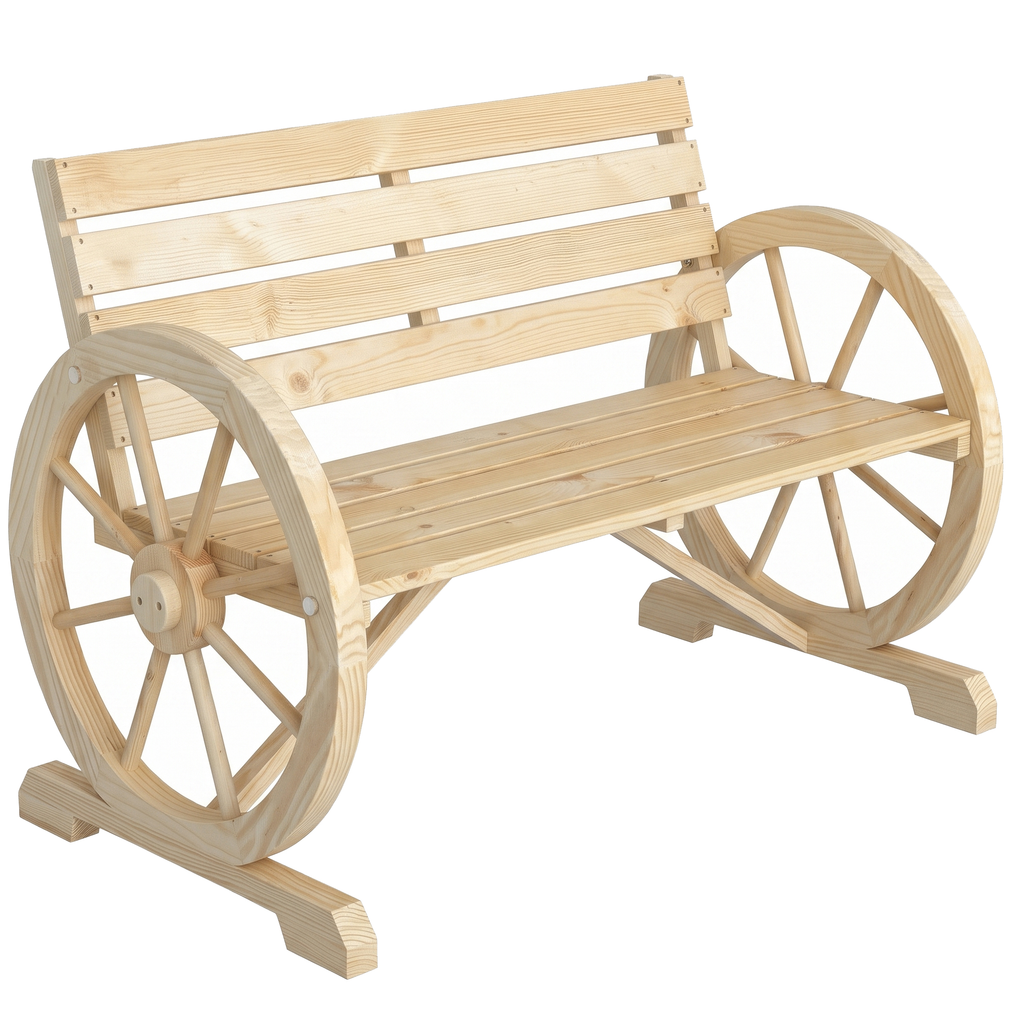 Outsunny Gartenbank 2-Sitzer, Sitzbank, Holzbank, Parkbank mit Armlehne im Landhausstil, bis 240 kg belastbar, Tannenholz, Natur Aosom